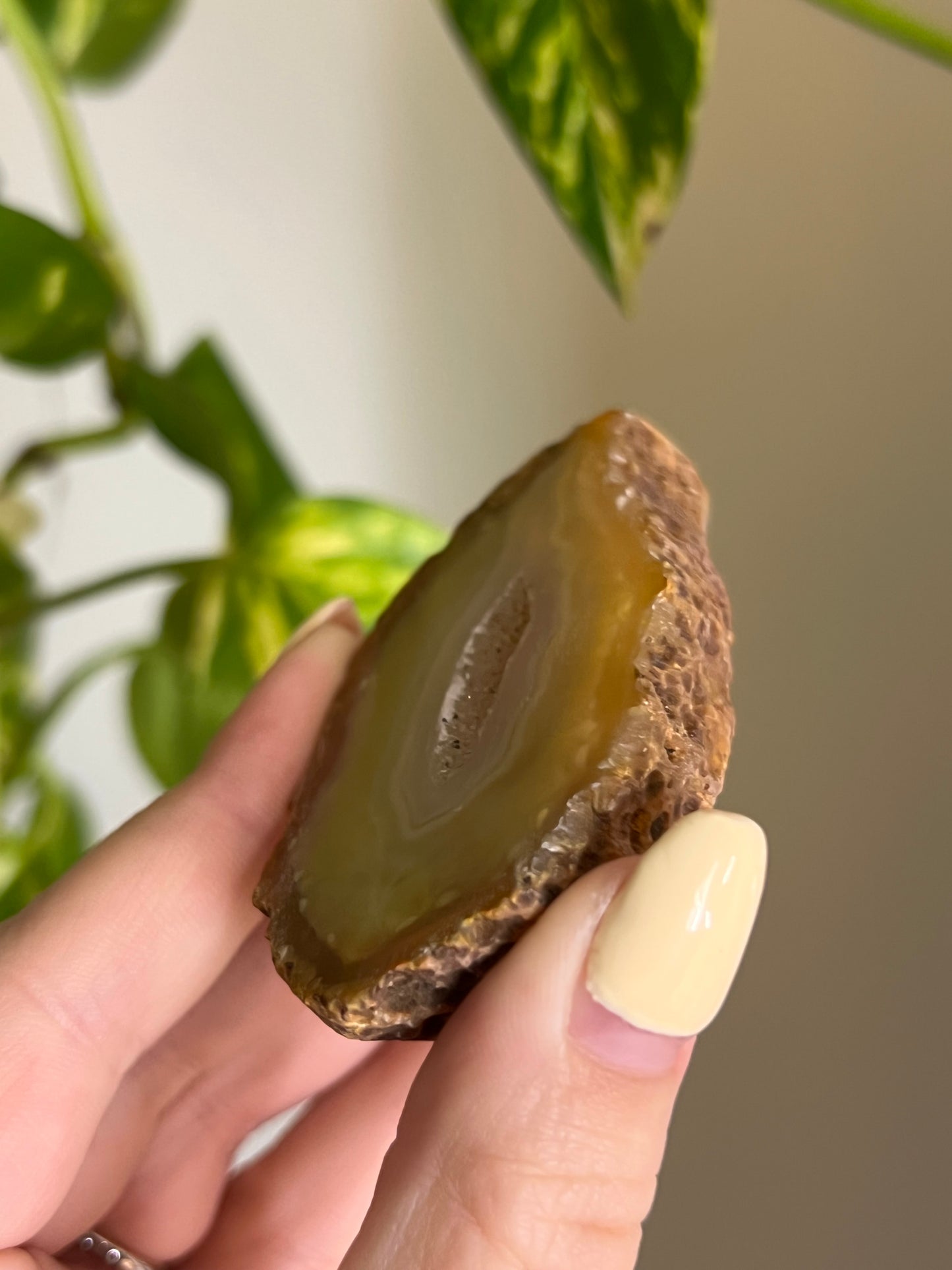 Peachy Druzy Agate Slice - F