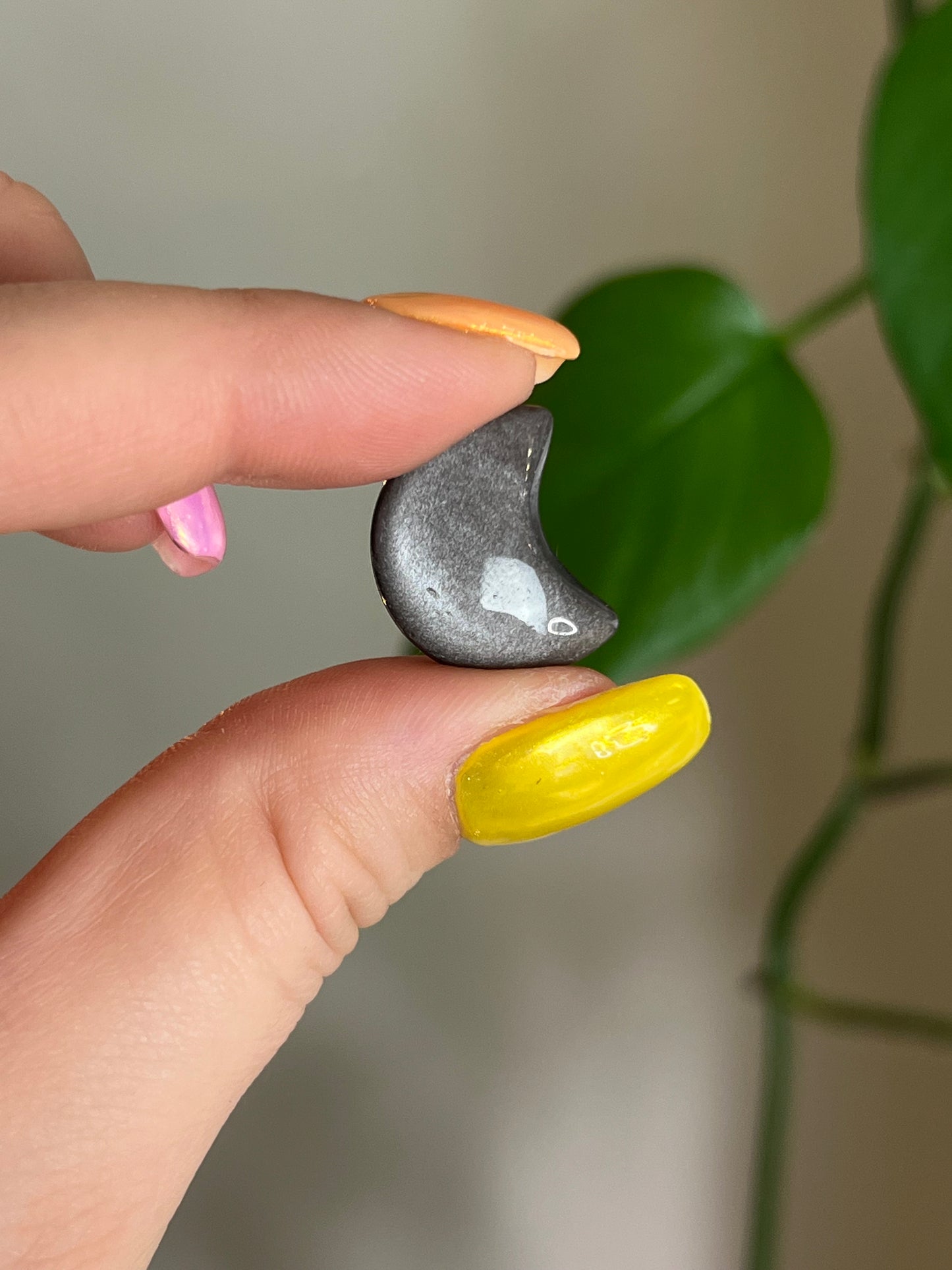 Small Silver Sheen Obsidian Moon
