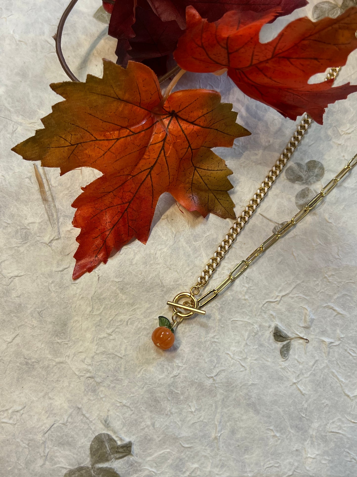 Orange Aventurine Pumpkin Necklace