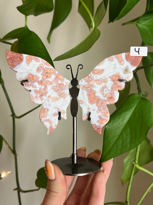 Cotton Candy Agate Butterfly Stand - Y