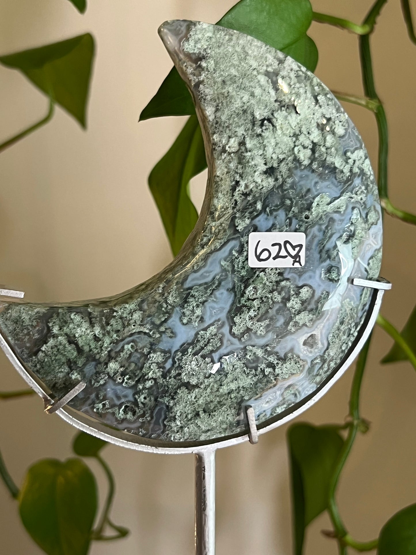 Moss Agate Moon Stand - A