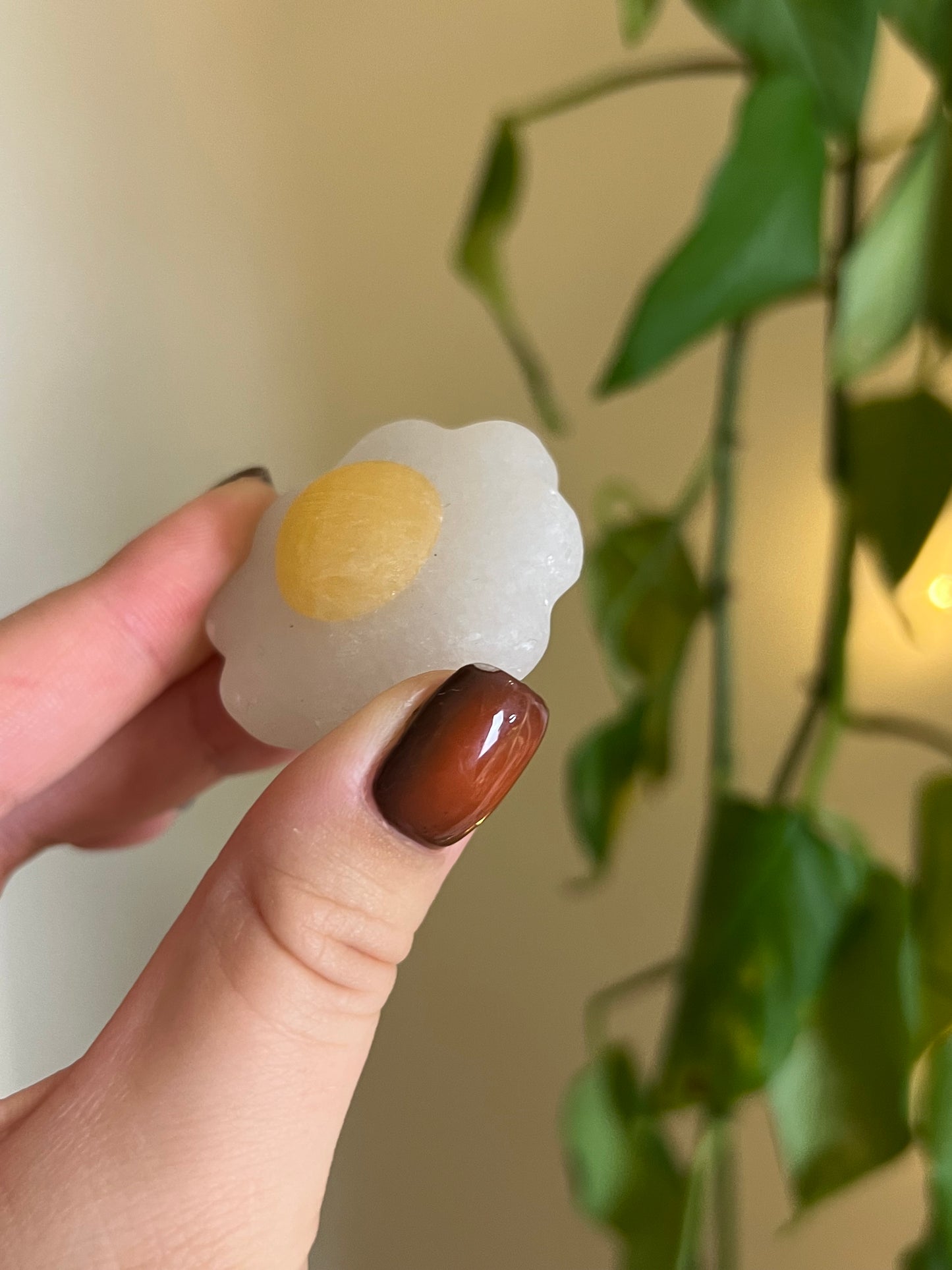 Orange Calcite & White Jade Egg