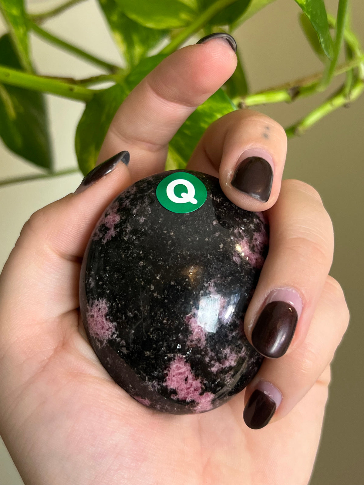 Madagascar Rhodonite Large Palm Stone - Q