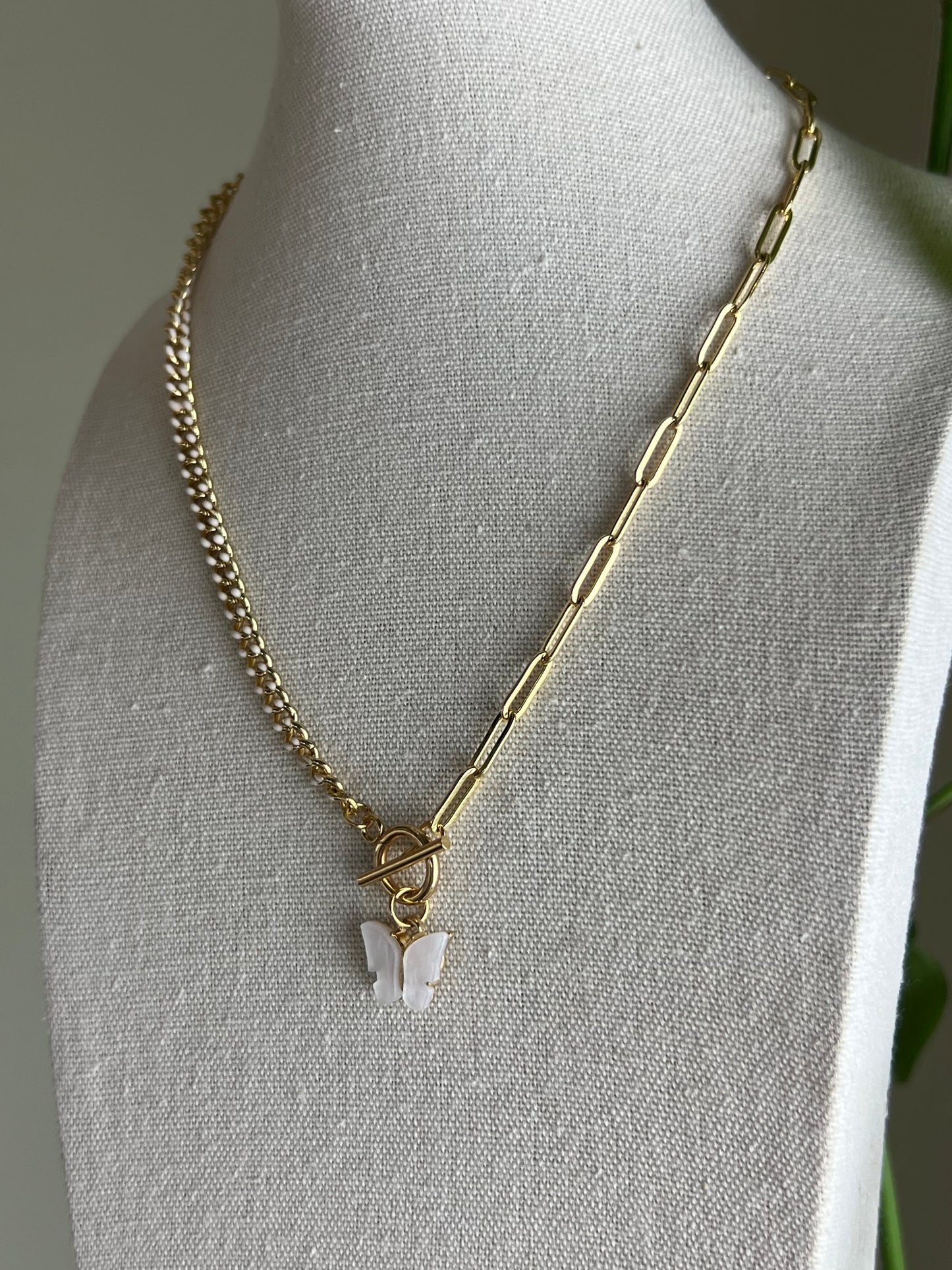 White Butterfly Necklace