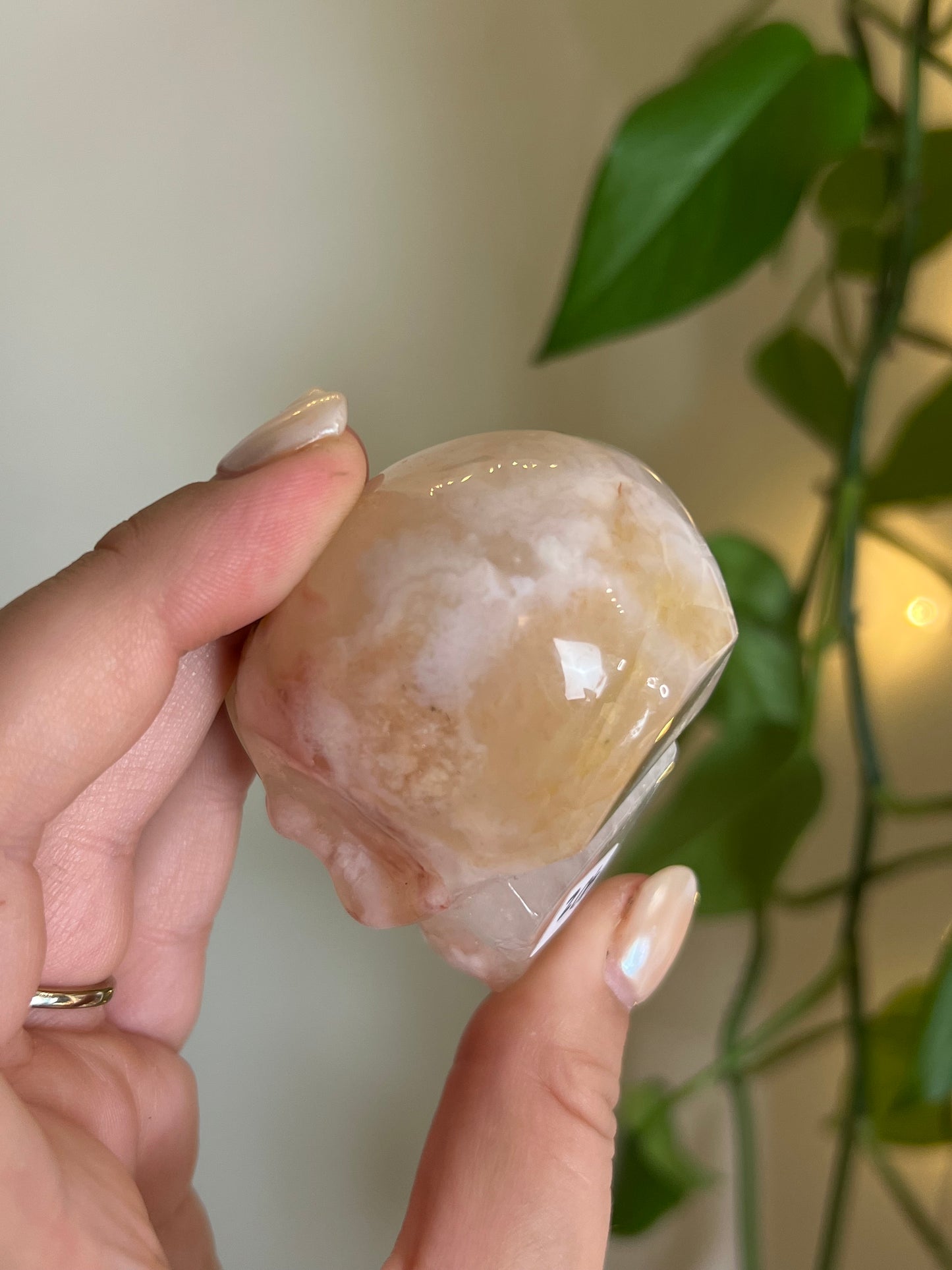 Pink Amethyst x Flower Agate Skull - Z