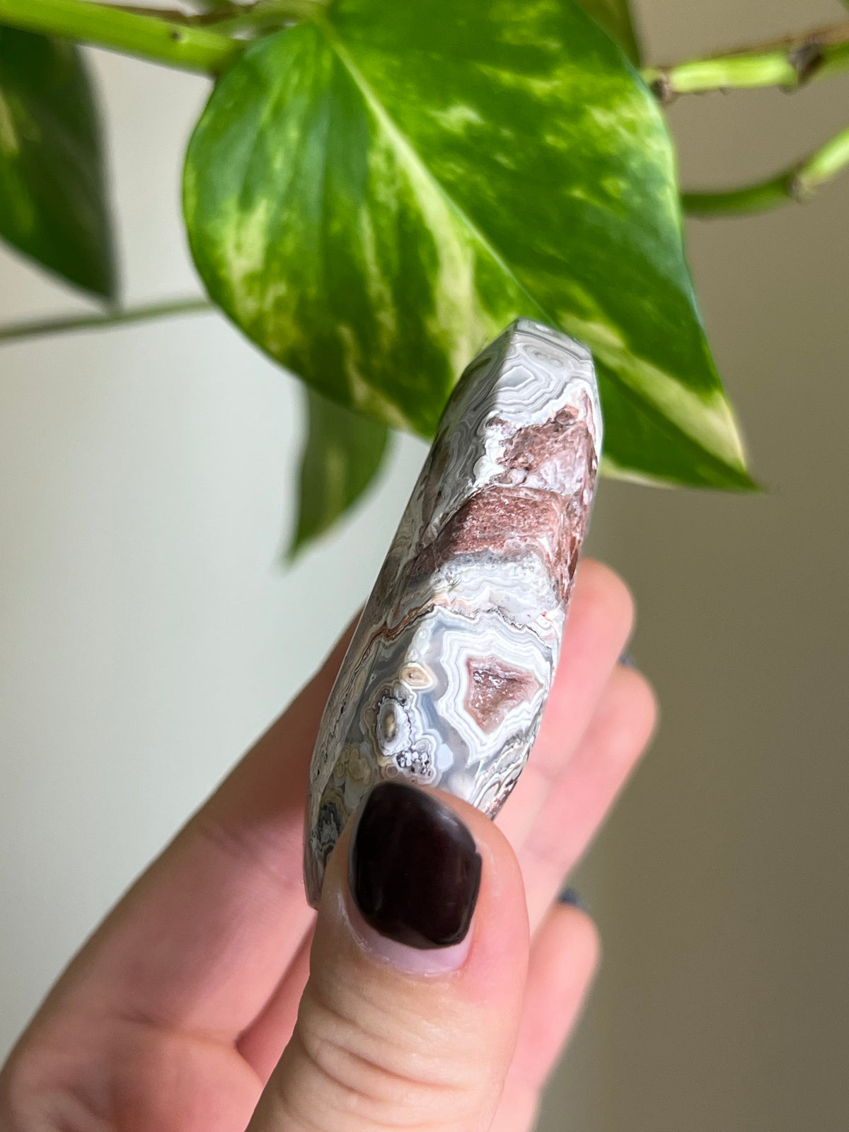 Druzy Mexican Lace Agate Palm Stone - 6