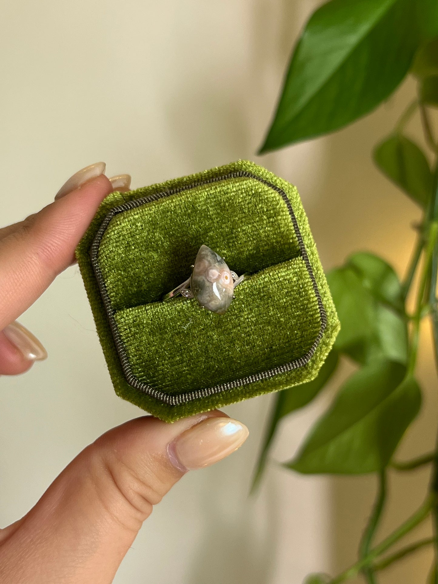 Ocean Jasper 925 Sterling Silver Adjustable Ring