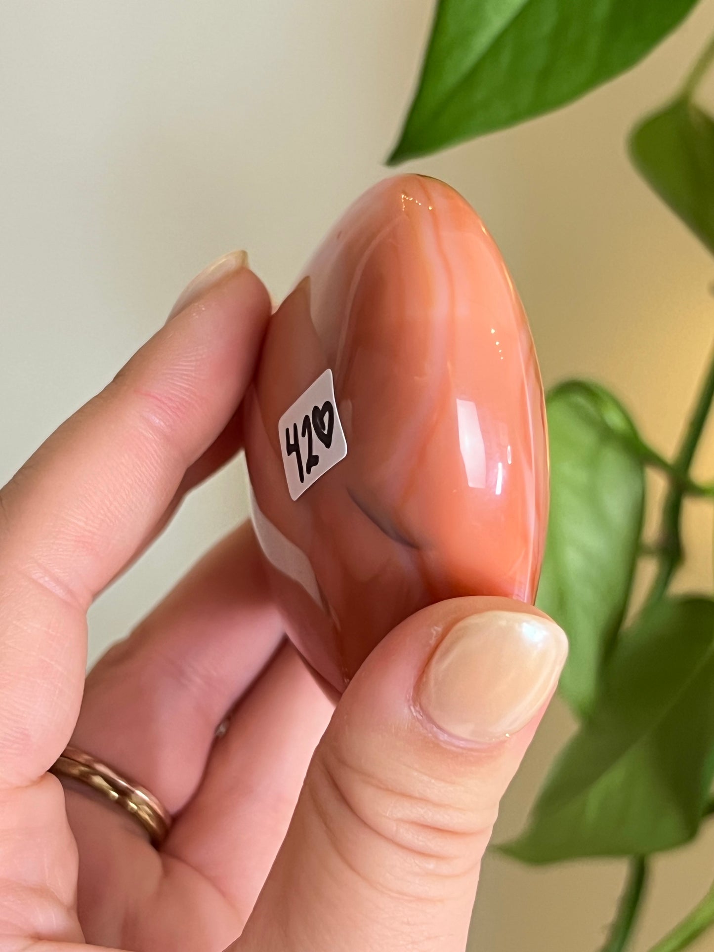 Peachy Carnelian Puffy Heart
