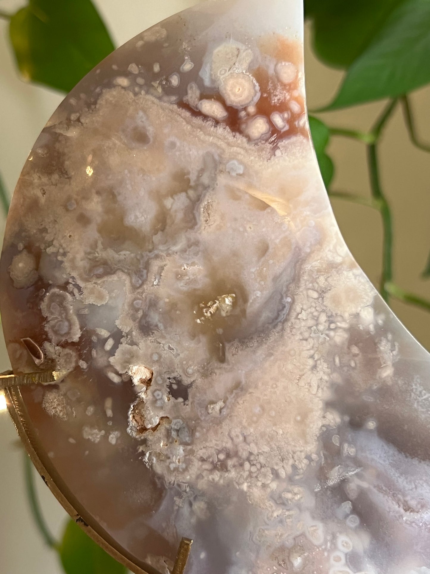 Flower Agate Moon Stand - A
