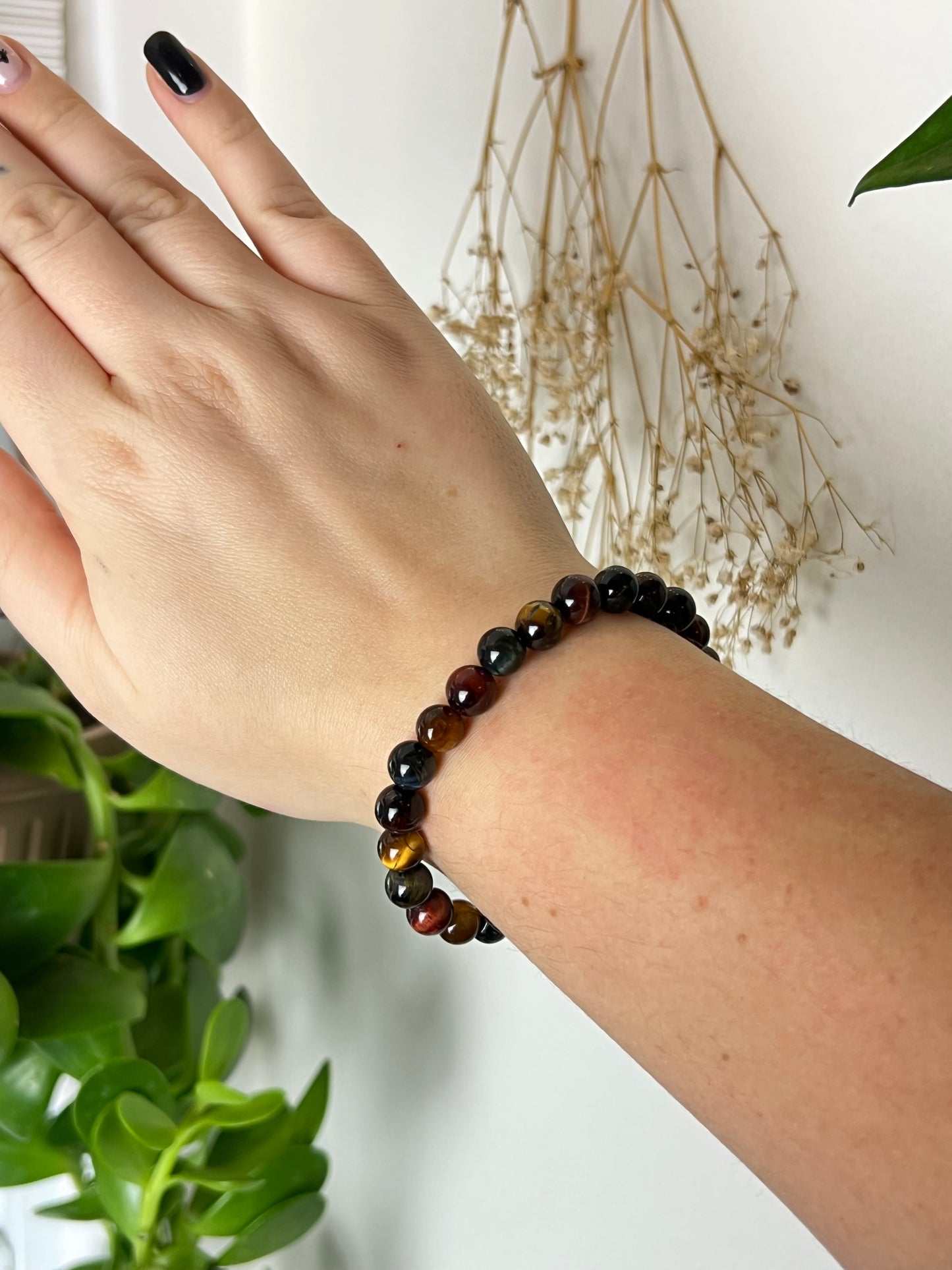 Blue, Red and Golden Tigers Eye 8mm Bracelet