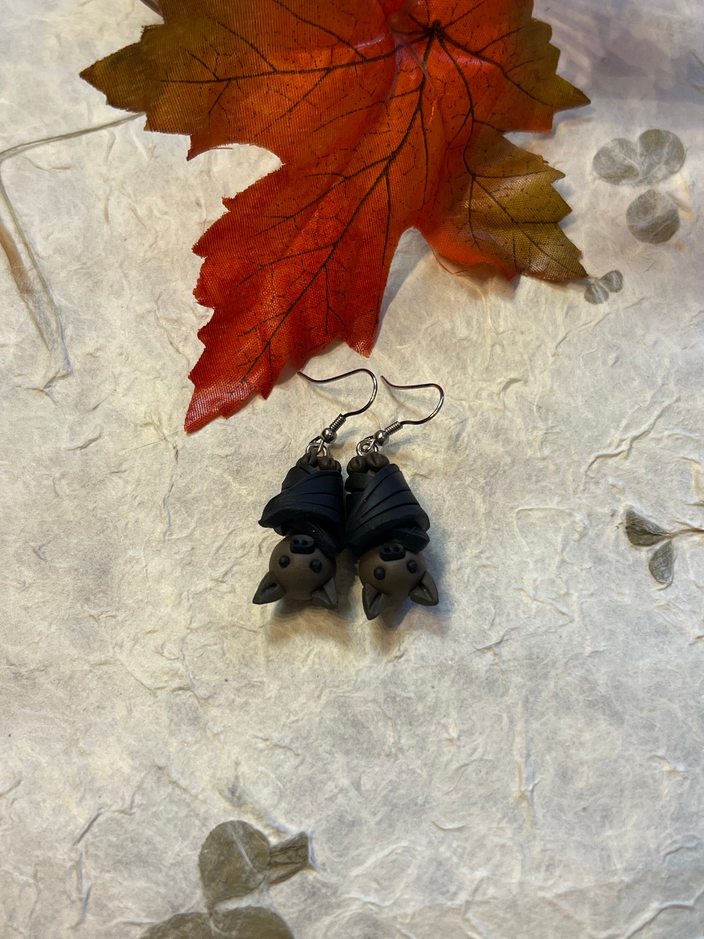 Polymer Clay Cozy Bat Earrings