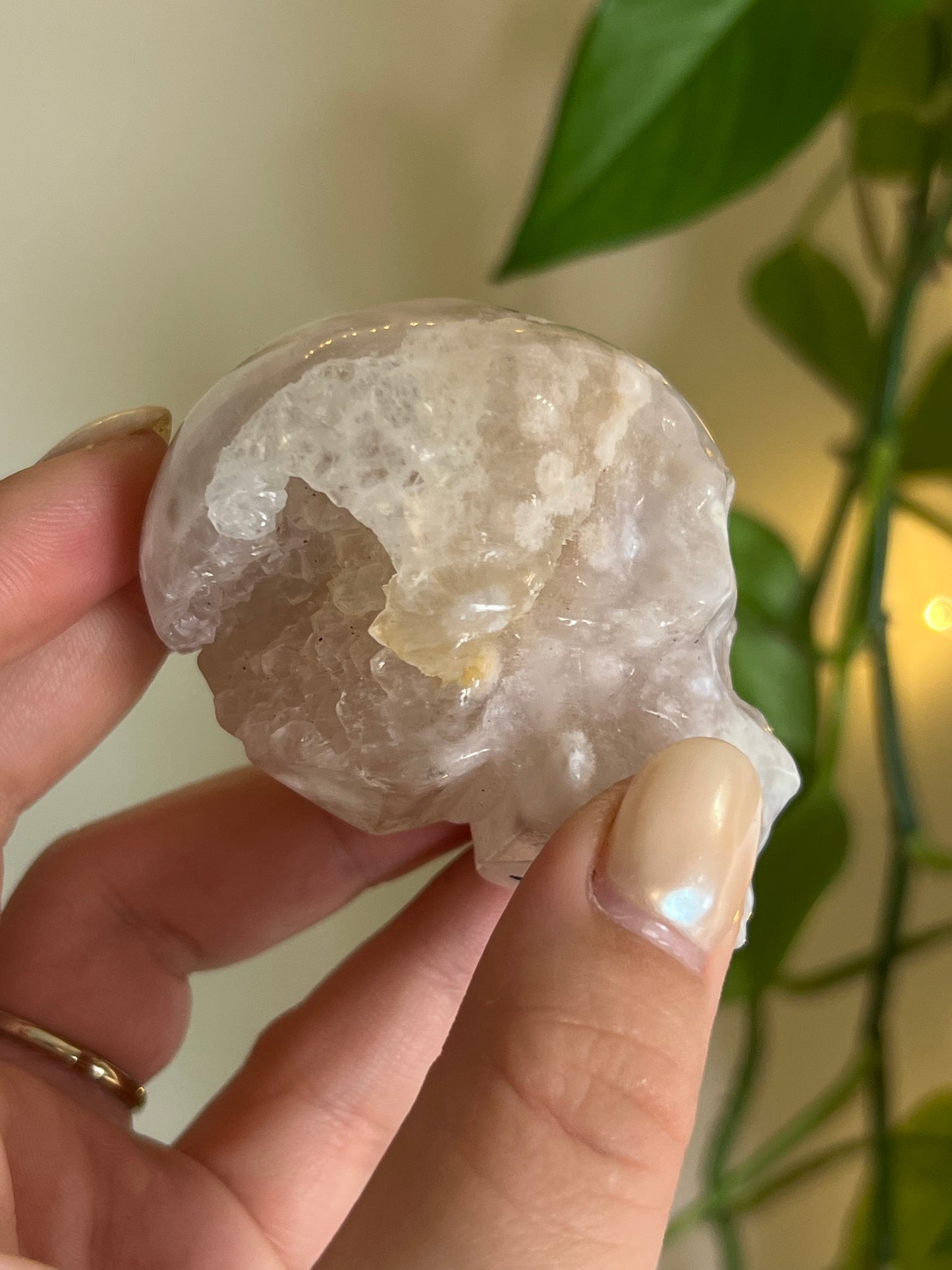 Pink Amethyst x Flower Agate Skull - K
