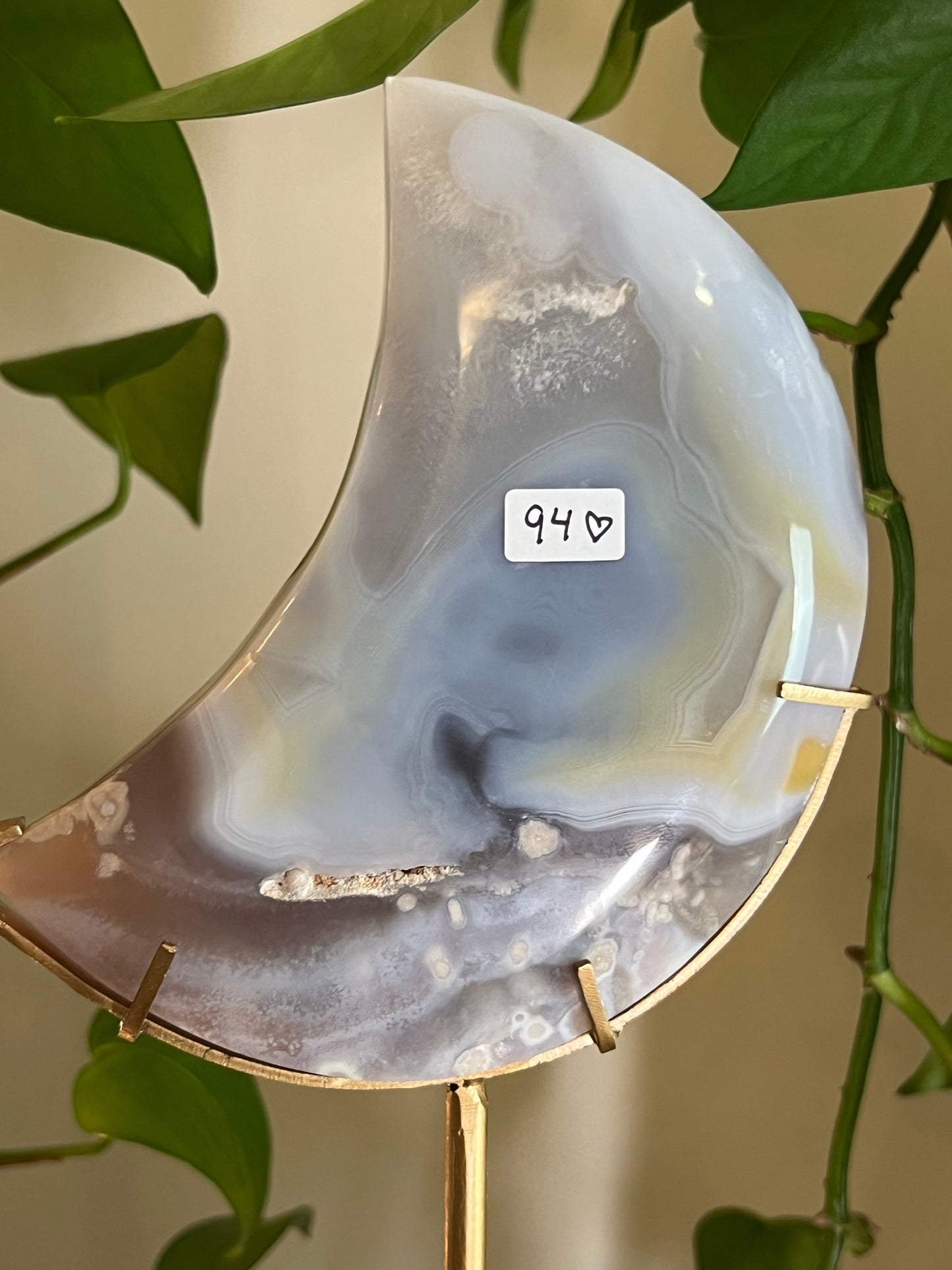 Flower Agate Moon Stand - A