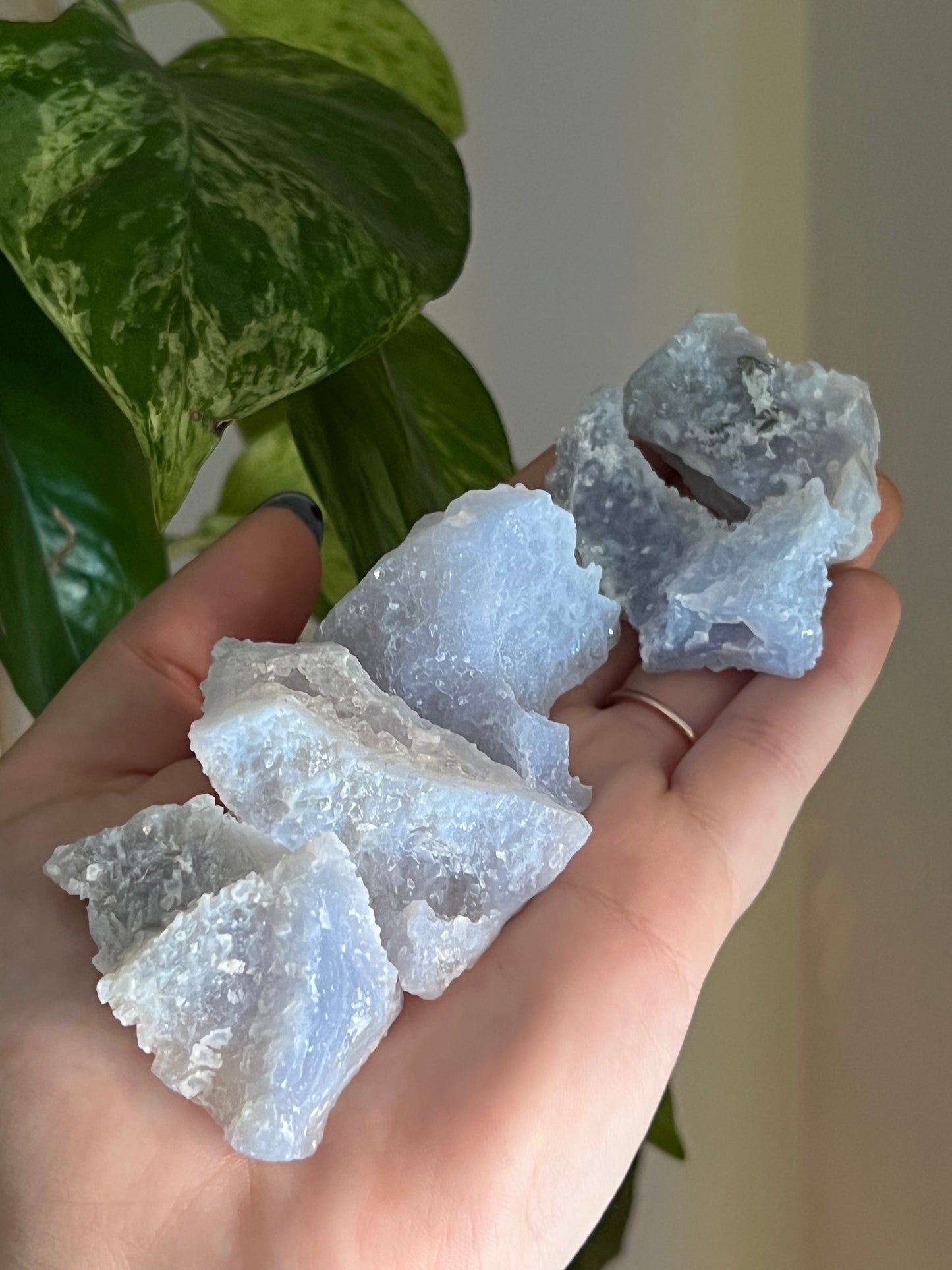 Druzy Etched Blue Chalcedony
