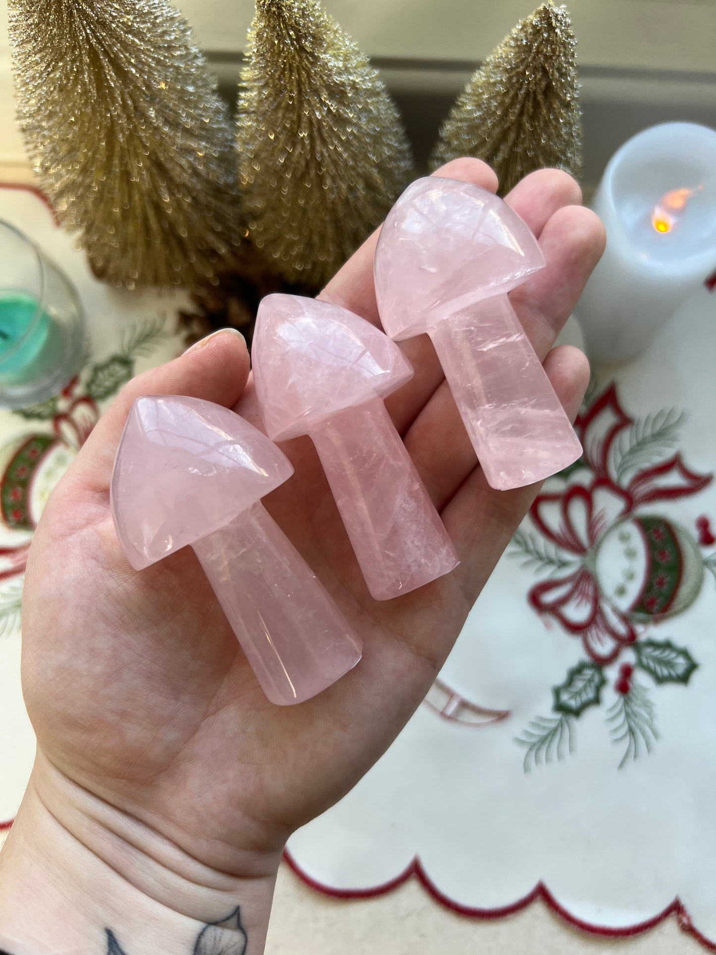 Rose Quartz Mushrooms