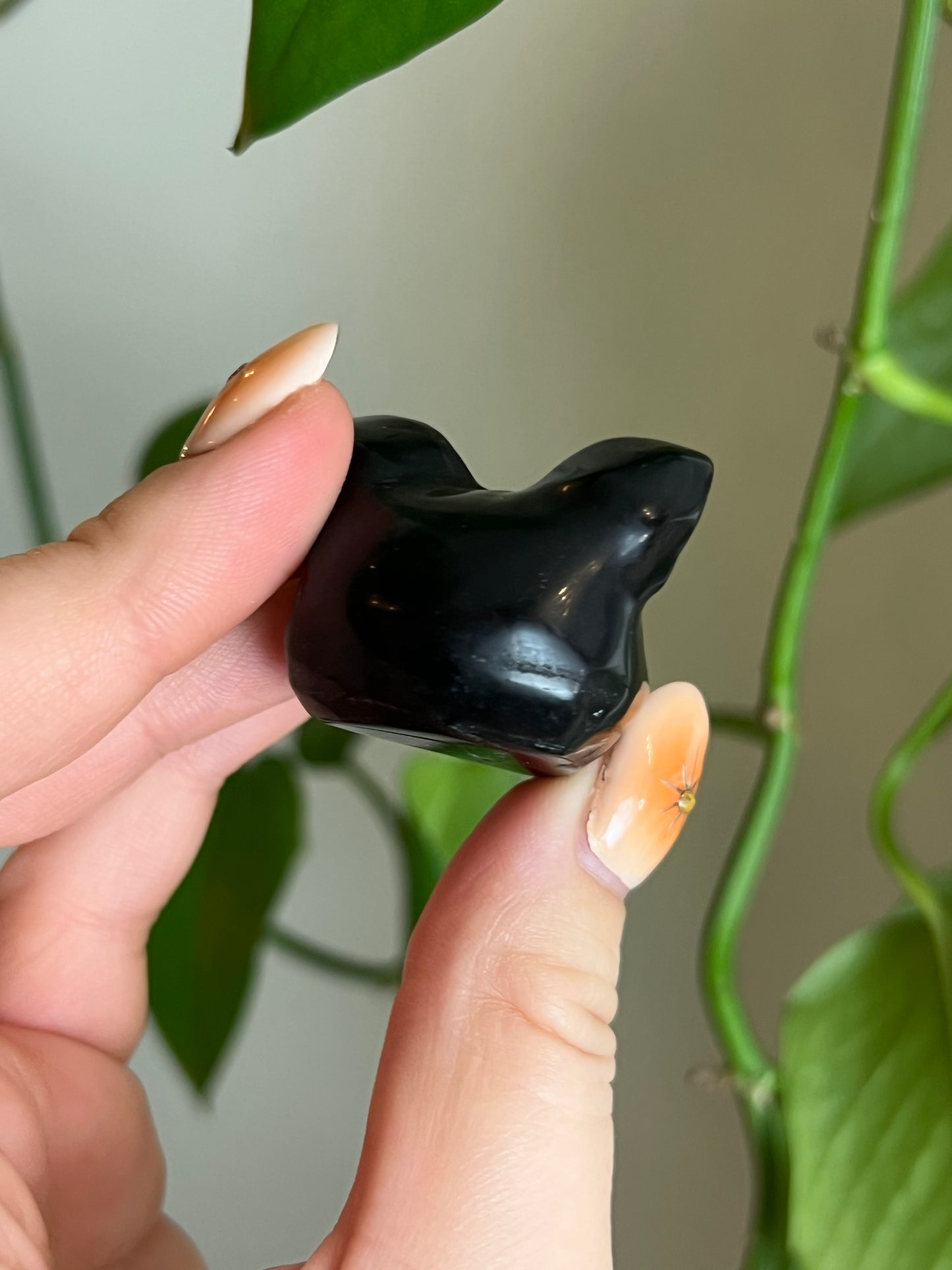 Black Obsidian Cat Head