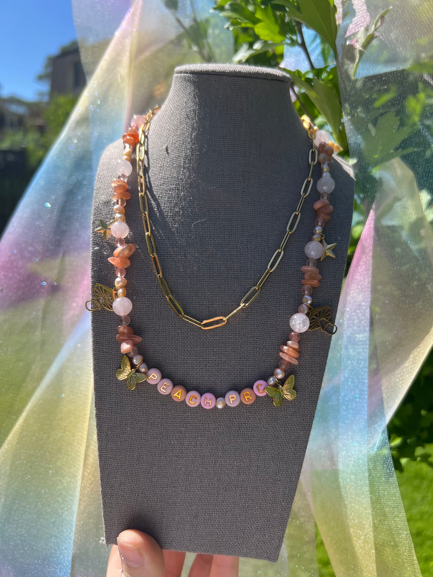 Peach PRC Double Necklace