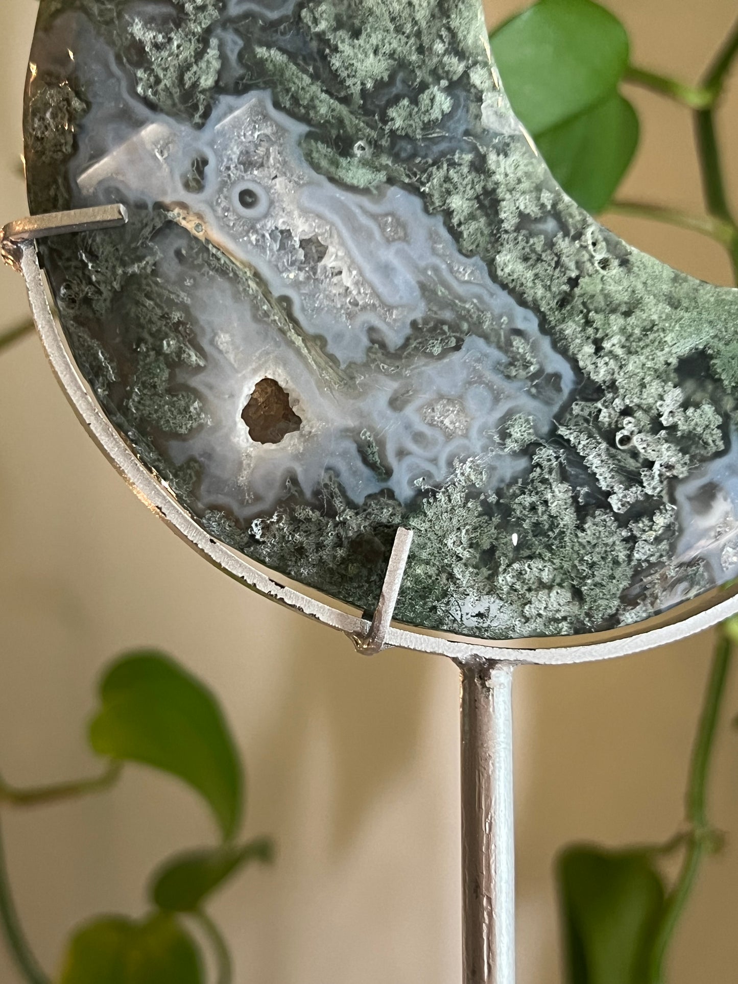 Moss Agate Moon Stand - A
