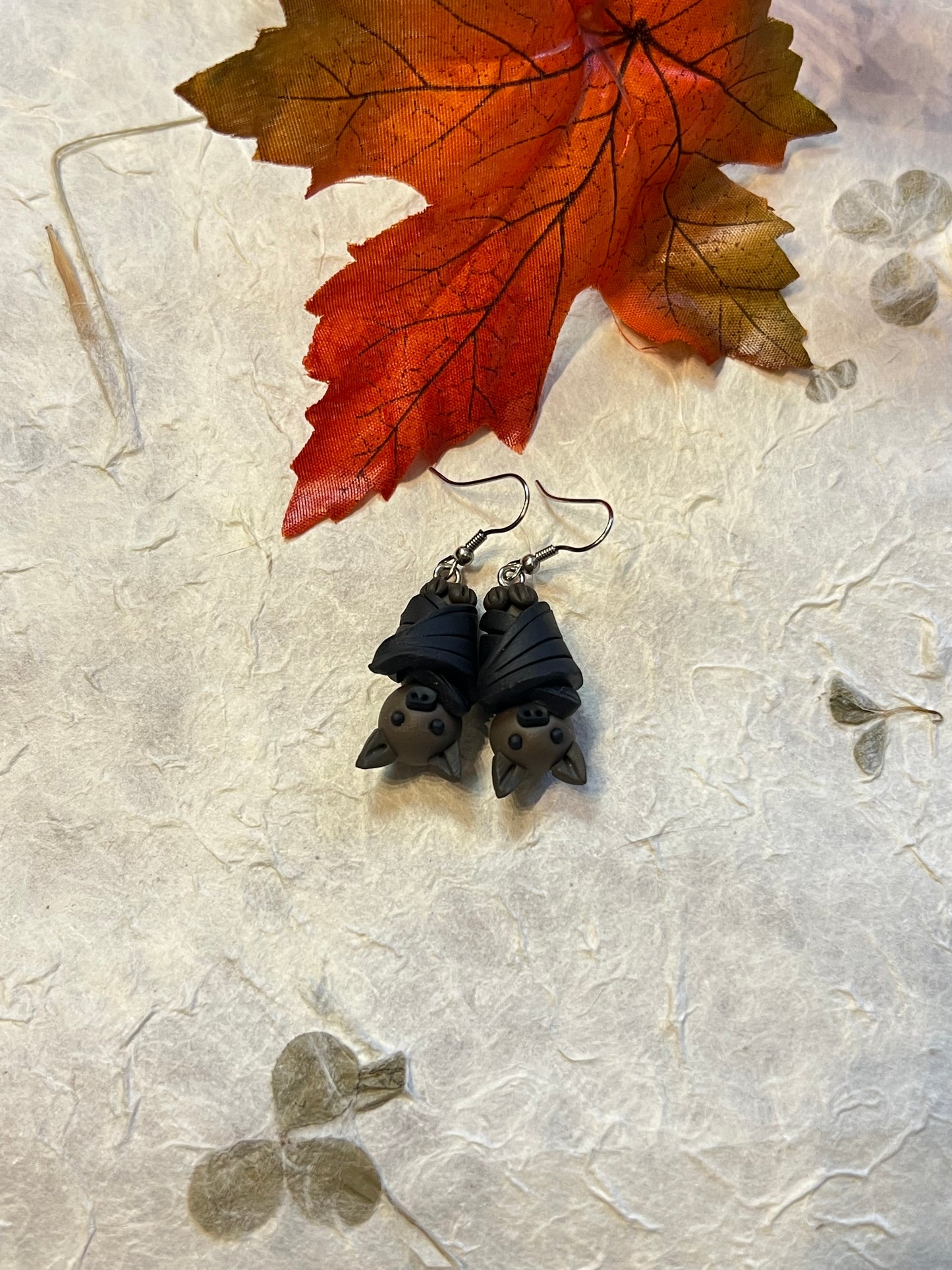 Polymer Clay Cozy Bat Earrings