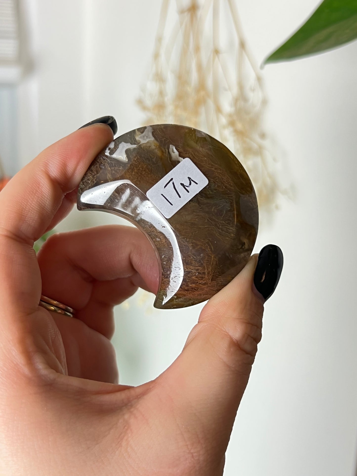 Moss Agate Moon Dish - M