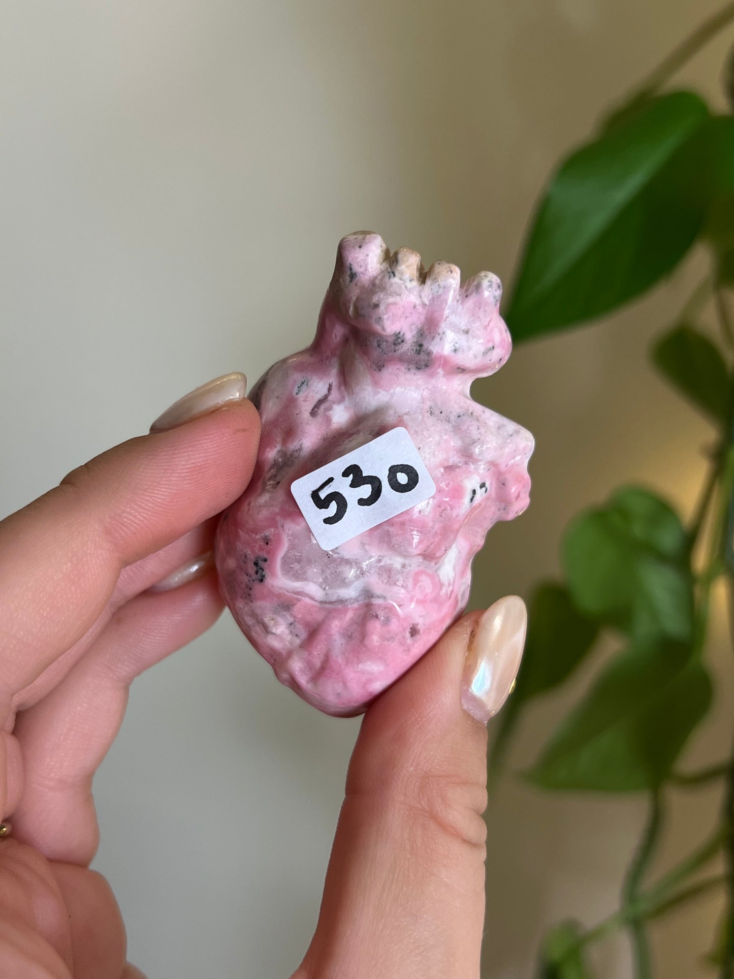 Peruvian Bubblegum Rhodonite Anatomical Heart - O