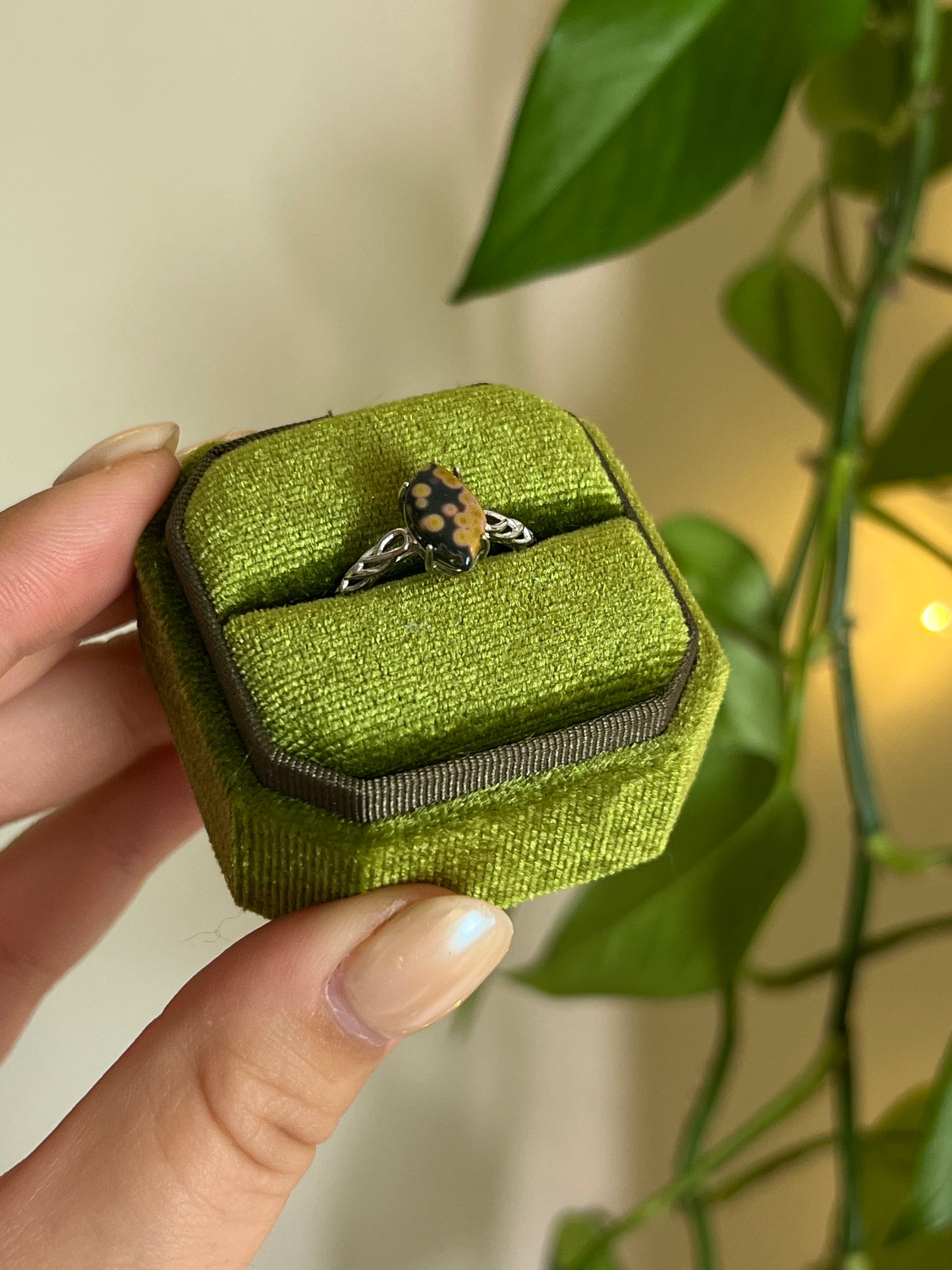 Ocean Jasper 925 Sterling Silver Adjustable Ring