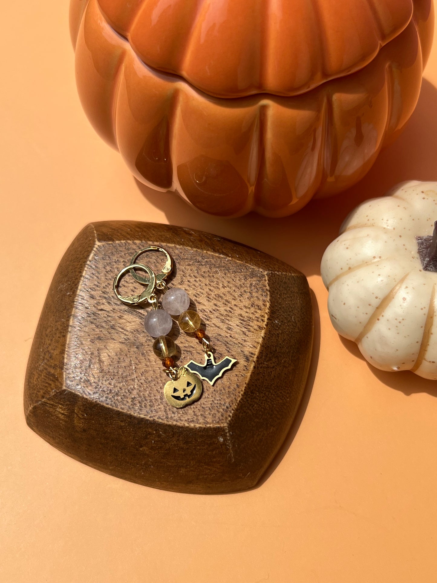 Summerween Gold Dangle Earrings 🦇🎃