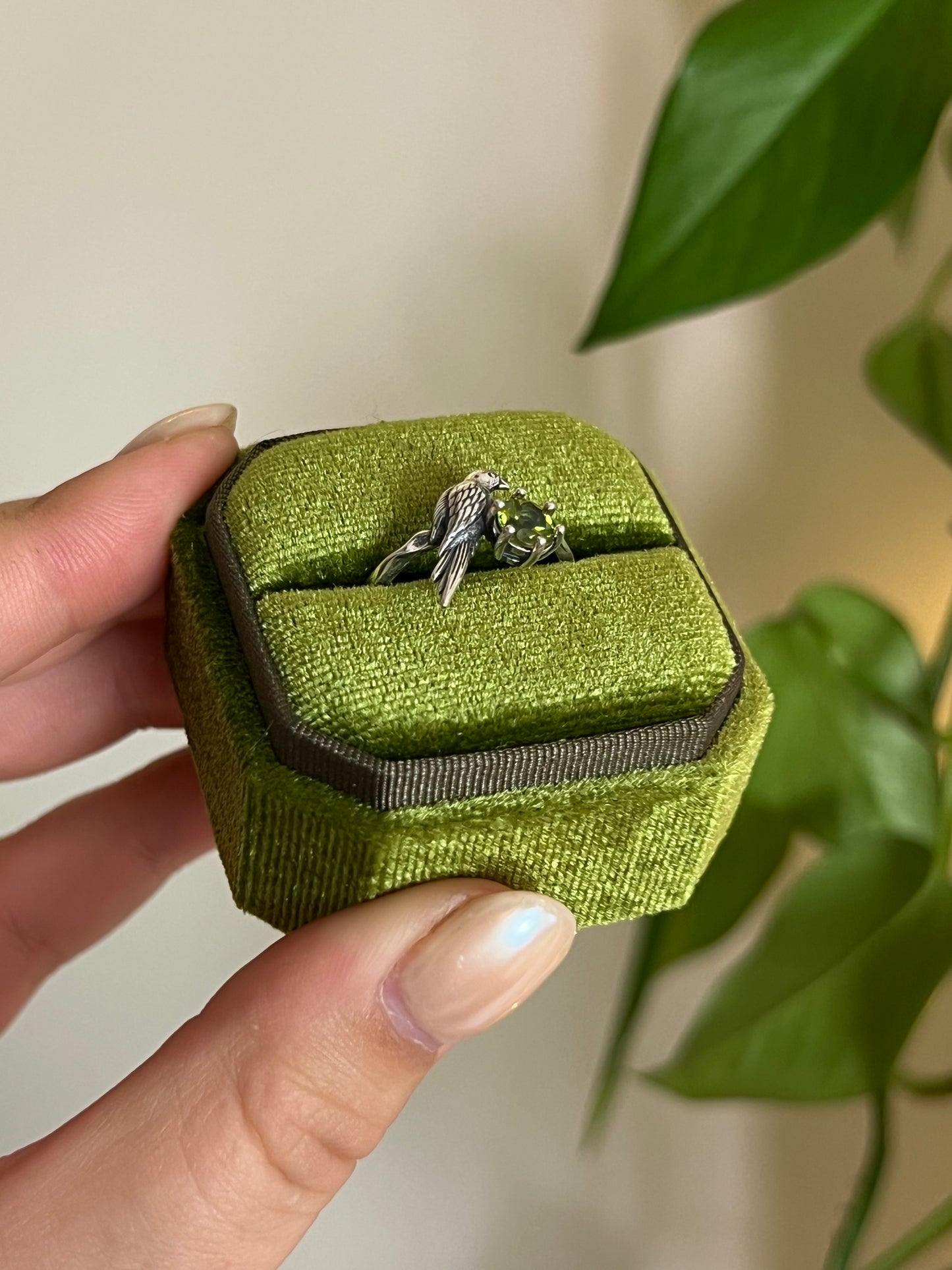 Peridot Raven 925 Sterling Silver Adjustable Ring