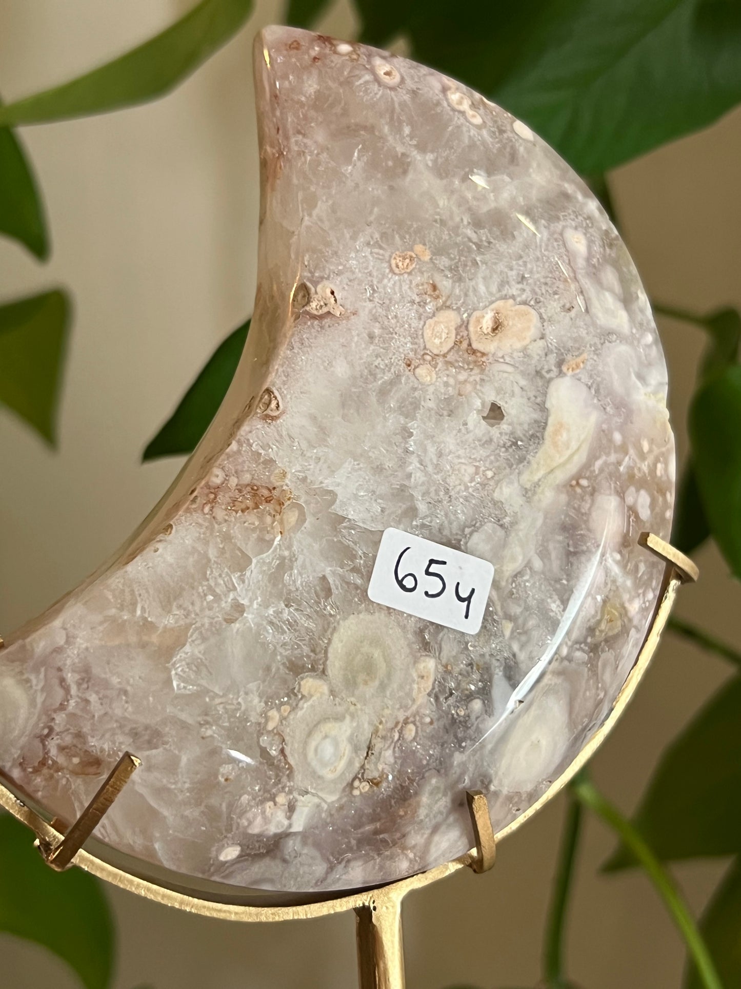 Flower Agate Moon Stand - Y