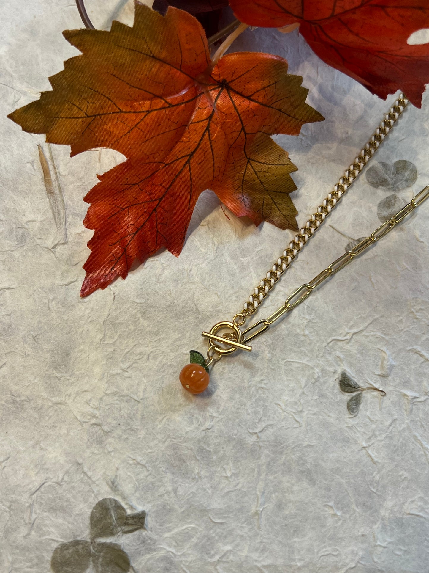 Orange Aventurine Pumpkin Necklace