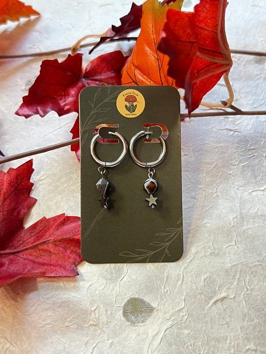 Black Sardonyx Star Hoops