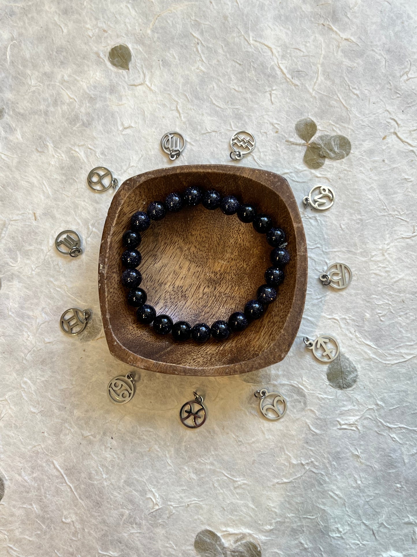 Navy Sandstone Zodiac Sun/Moon/Rising - Customizable Charm Bracelet