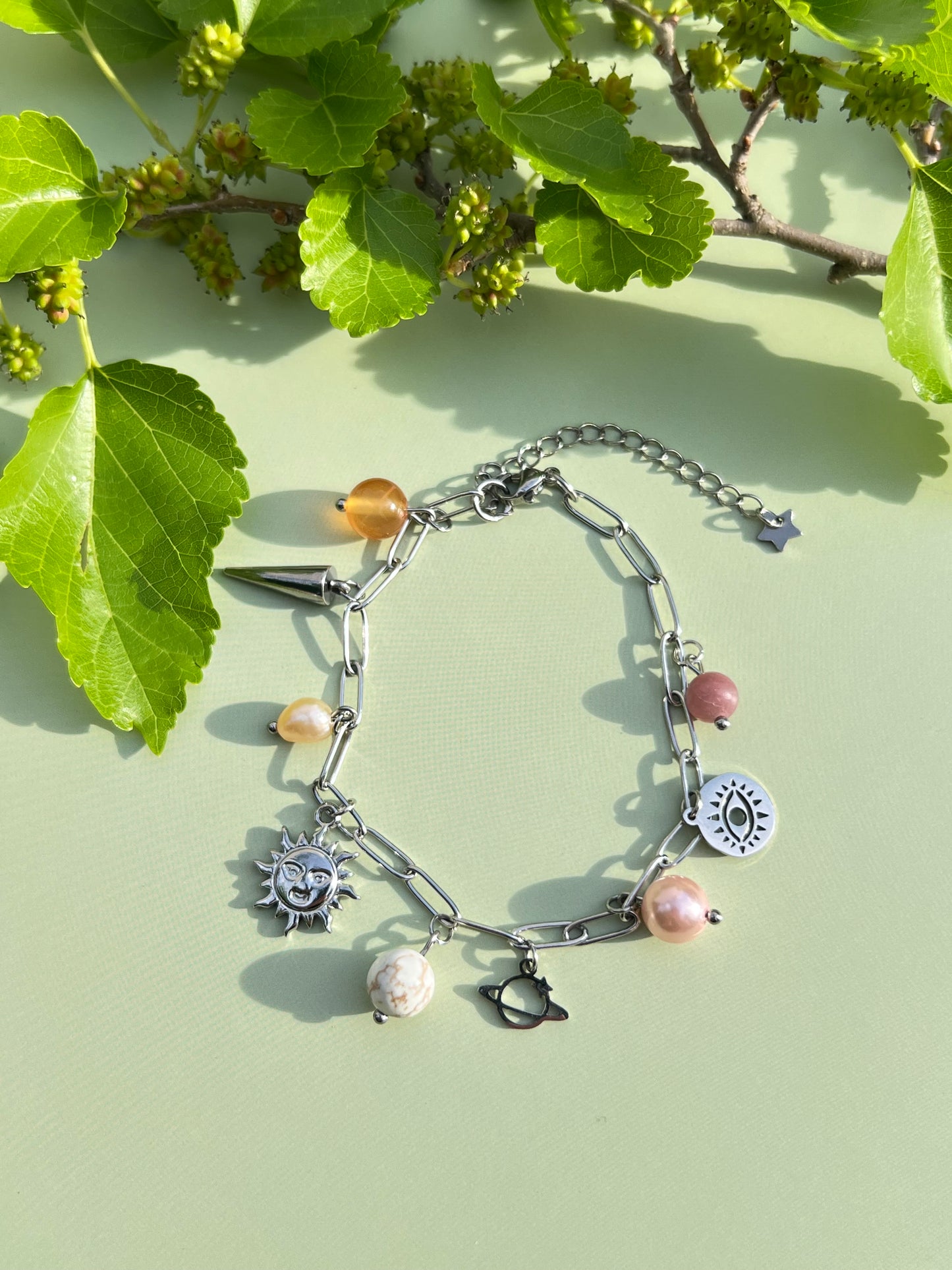 Celestial Lesbian Flag Inspired Charm Bracelet