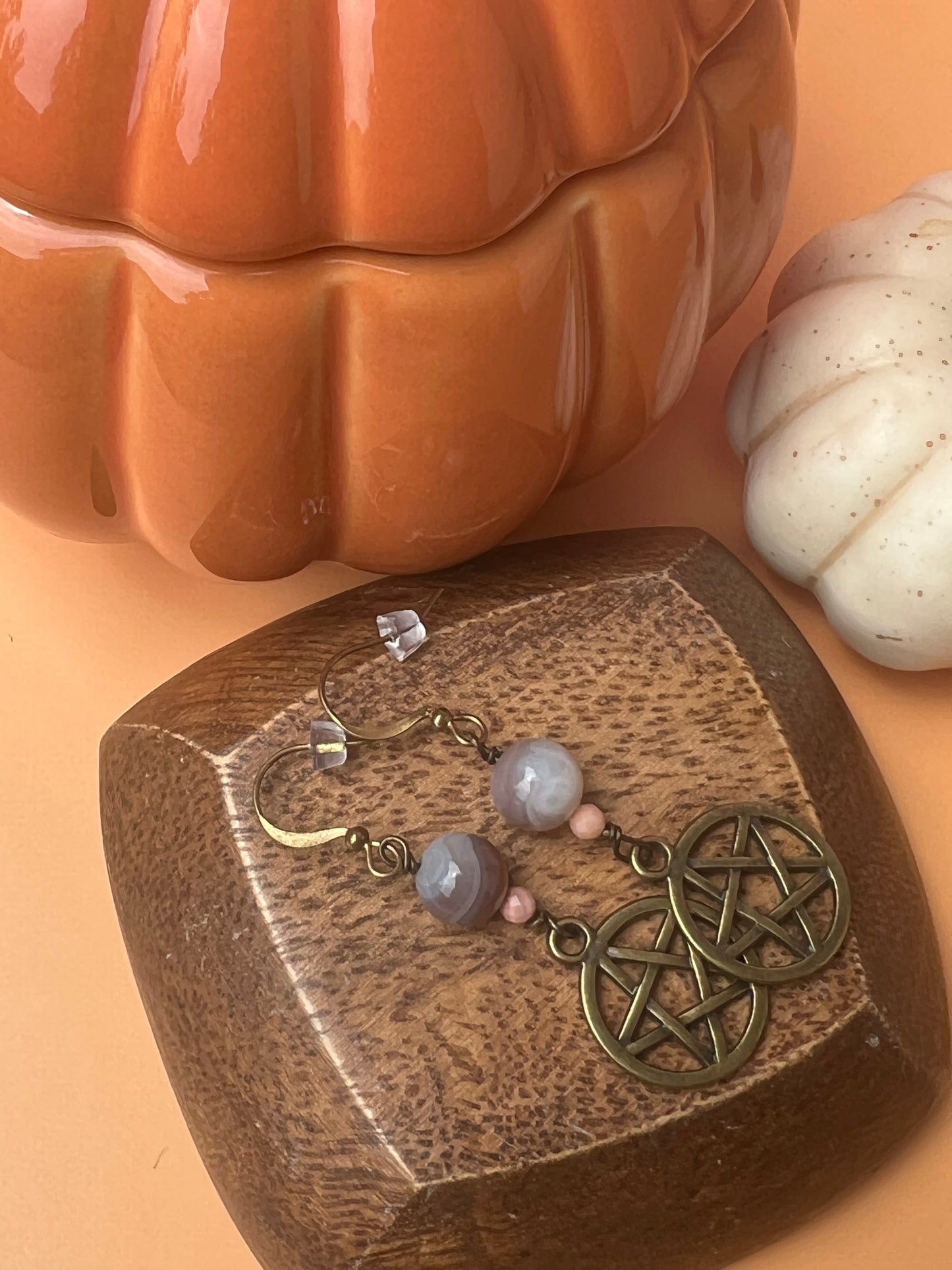 Botswana Agate Pentacle of Life Earrings