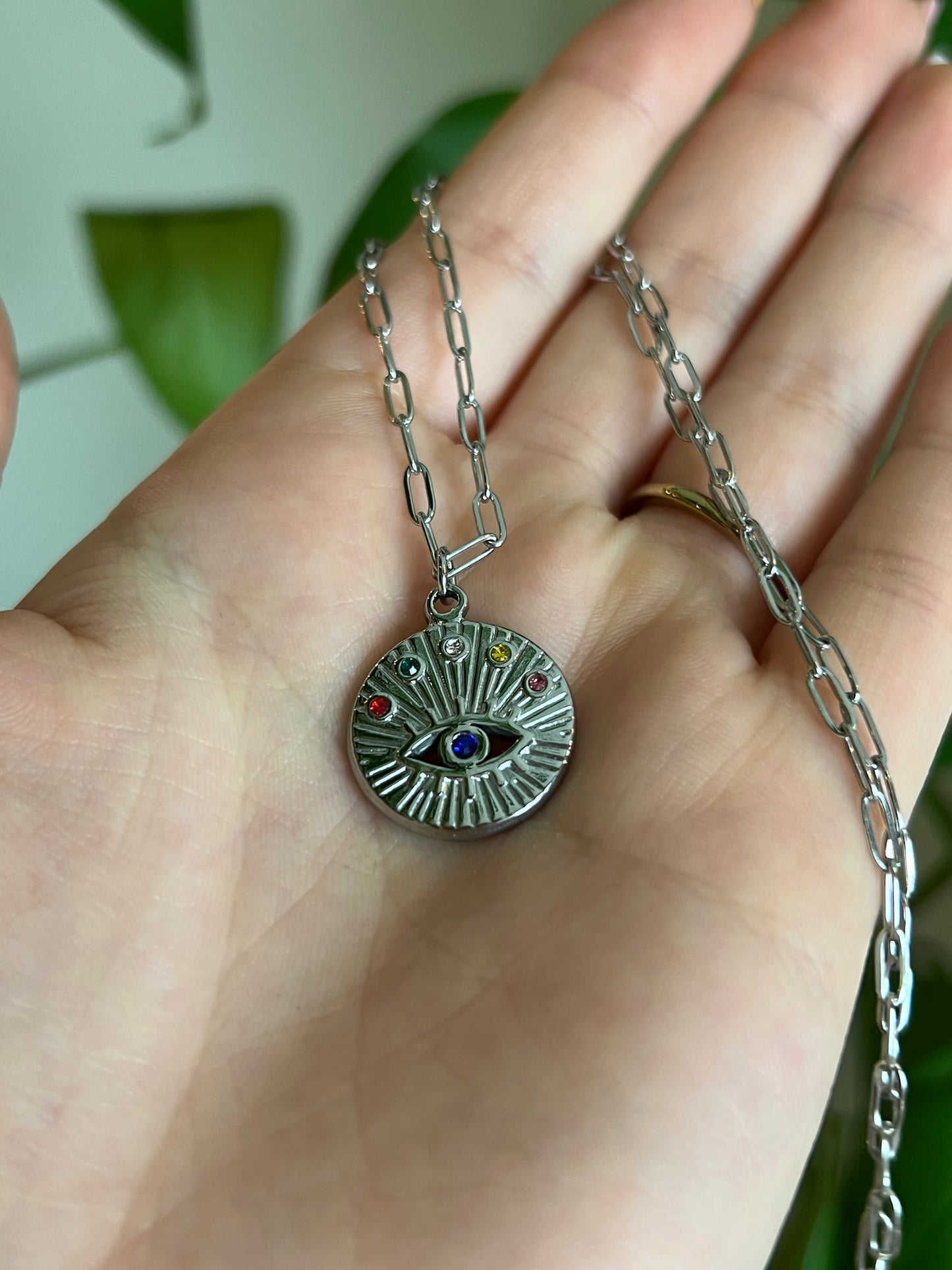 Rainbow Eye Stainless Steel Necklace
