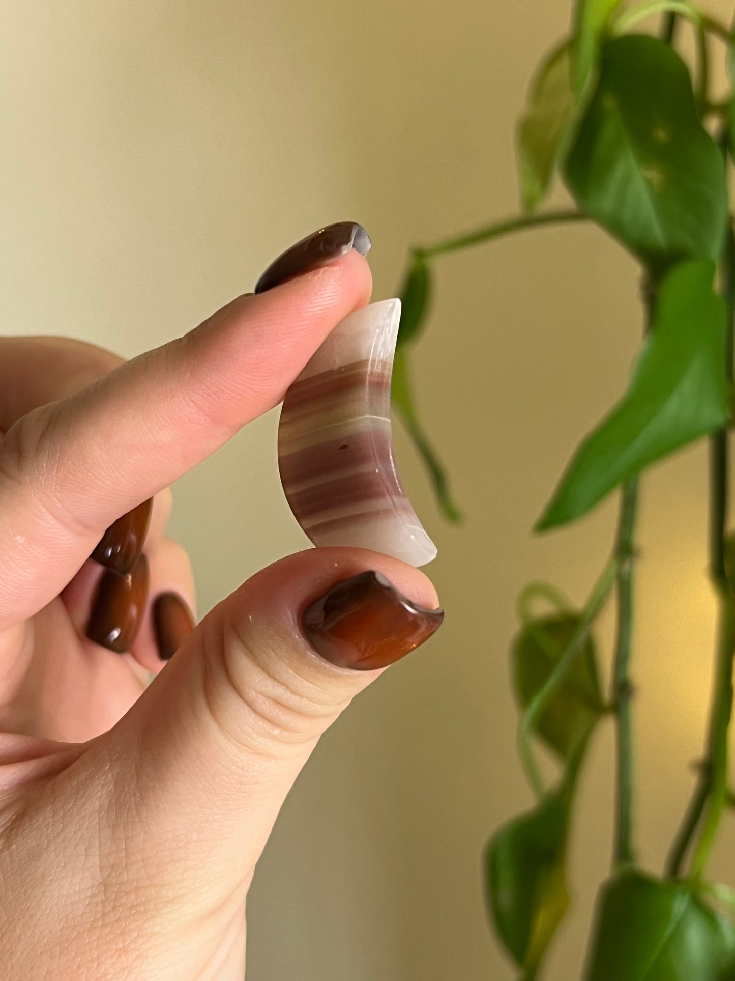 Pink Banded Onyx Small Moon