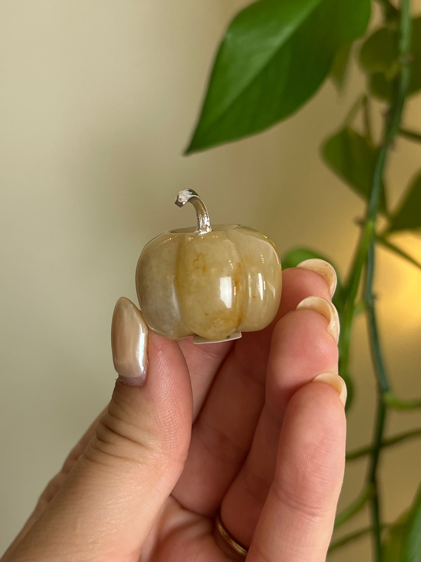 Yellow Aventurine Pumpkin Silver Stem