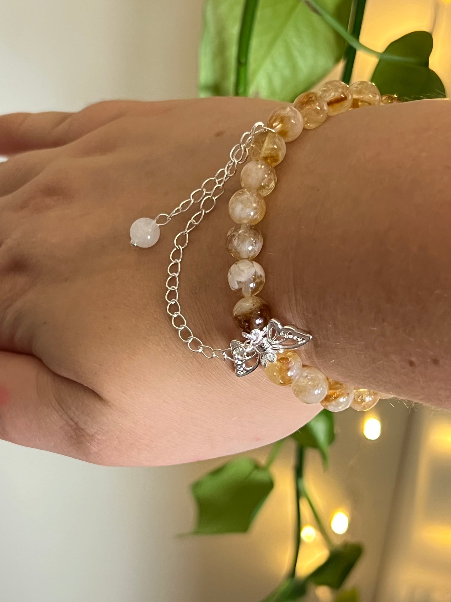 Citrine and Quartz Butterfly Bracelet
