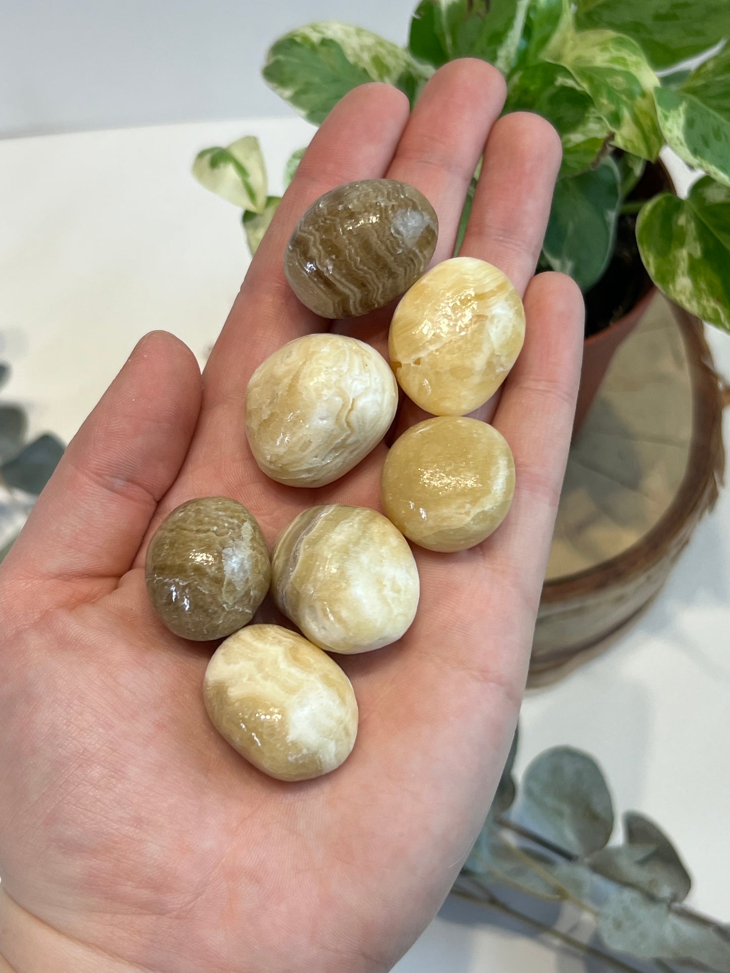 Amber Aragonite Tumbled