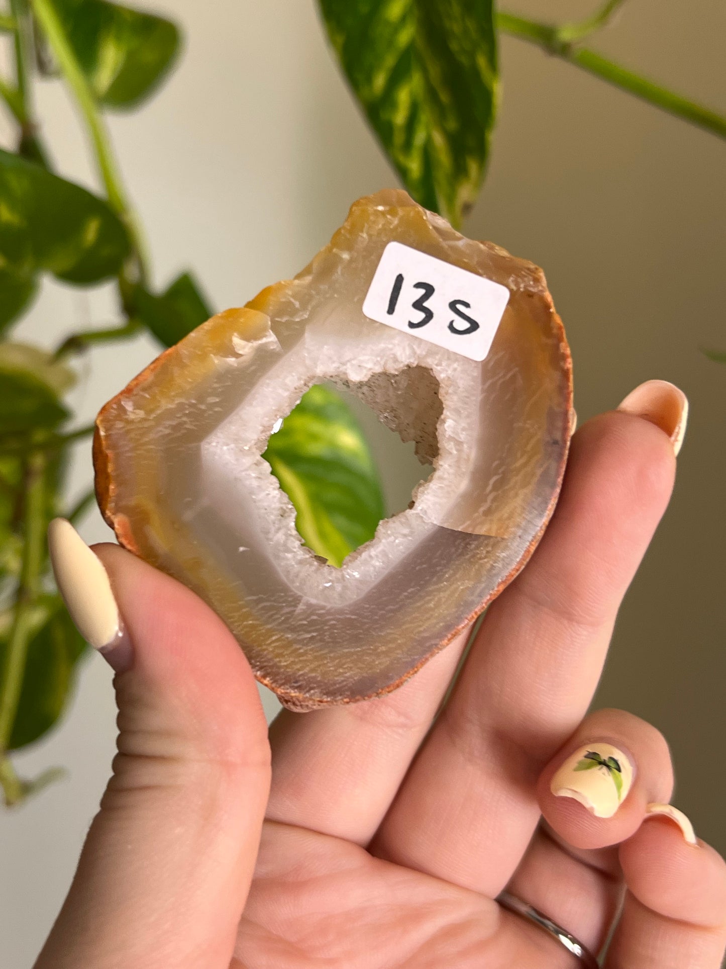 Peachy Druzy Agate Slice - S