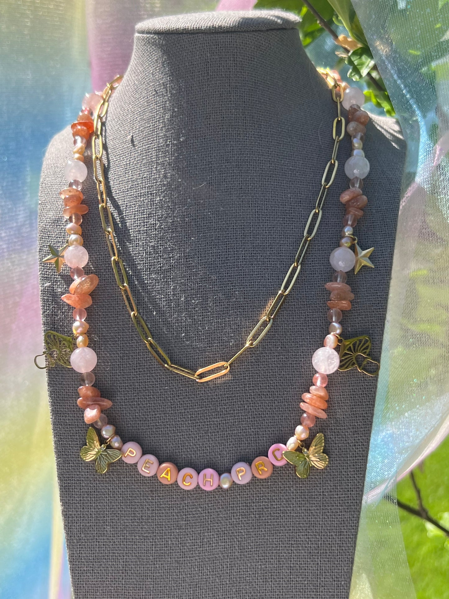 Peach PRC Double Necklace