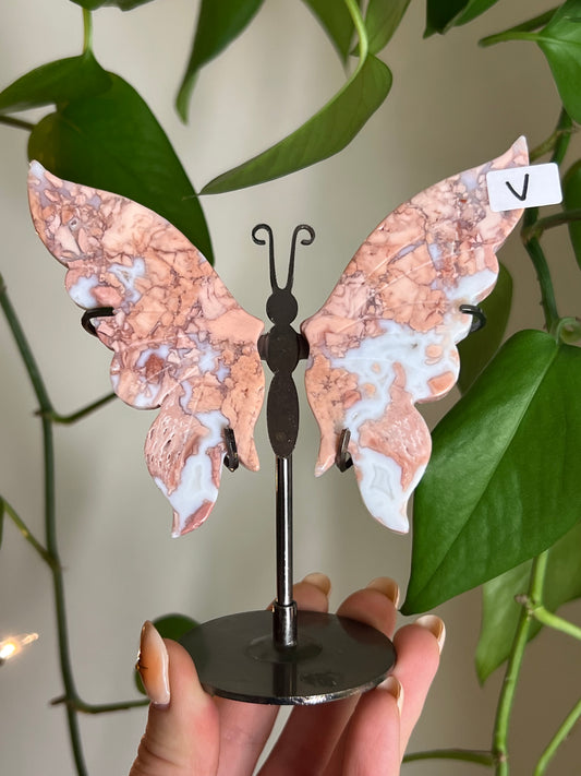 Cotton Candy Agate Butterfly Stand - V