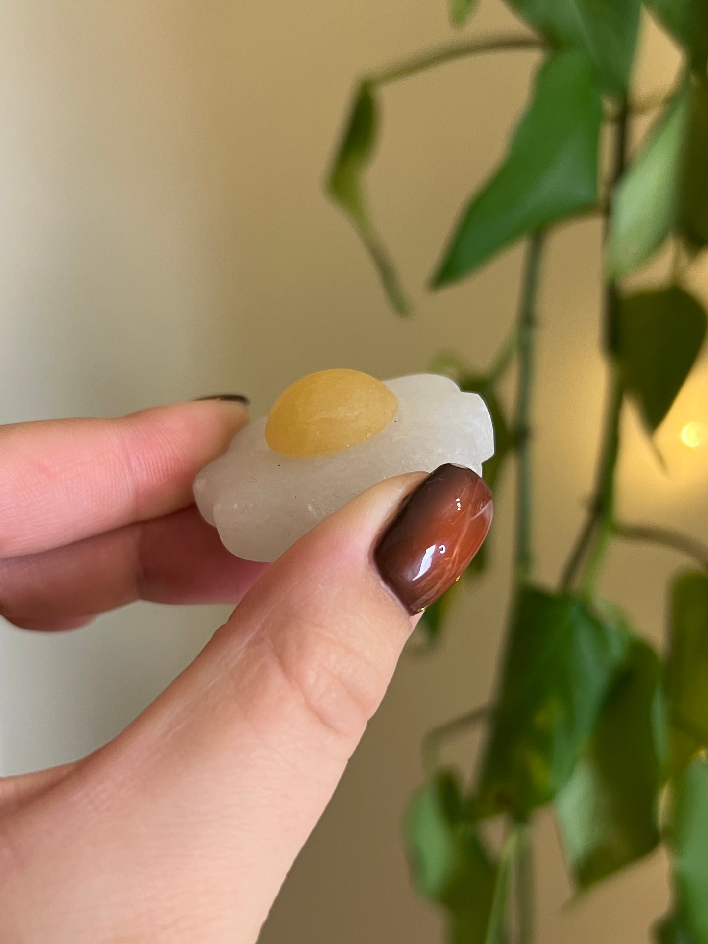 Orange Calcite & White Jade Egg