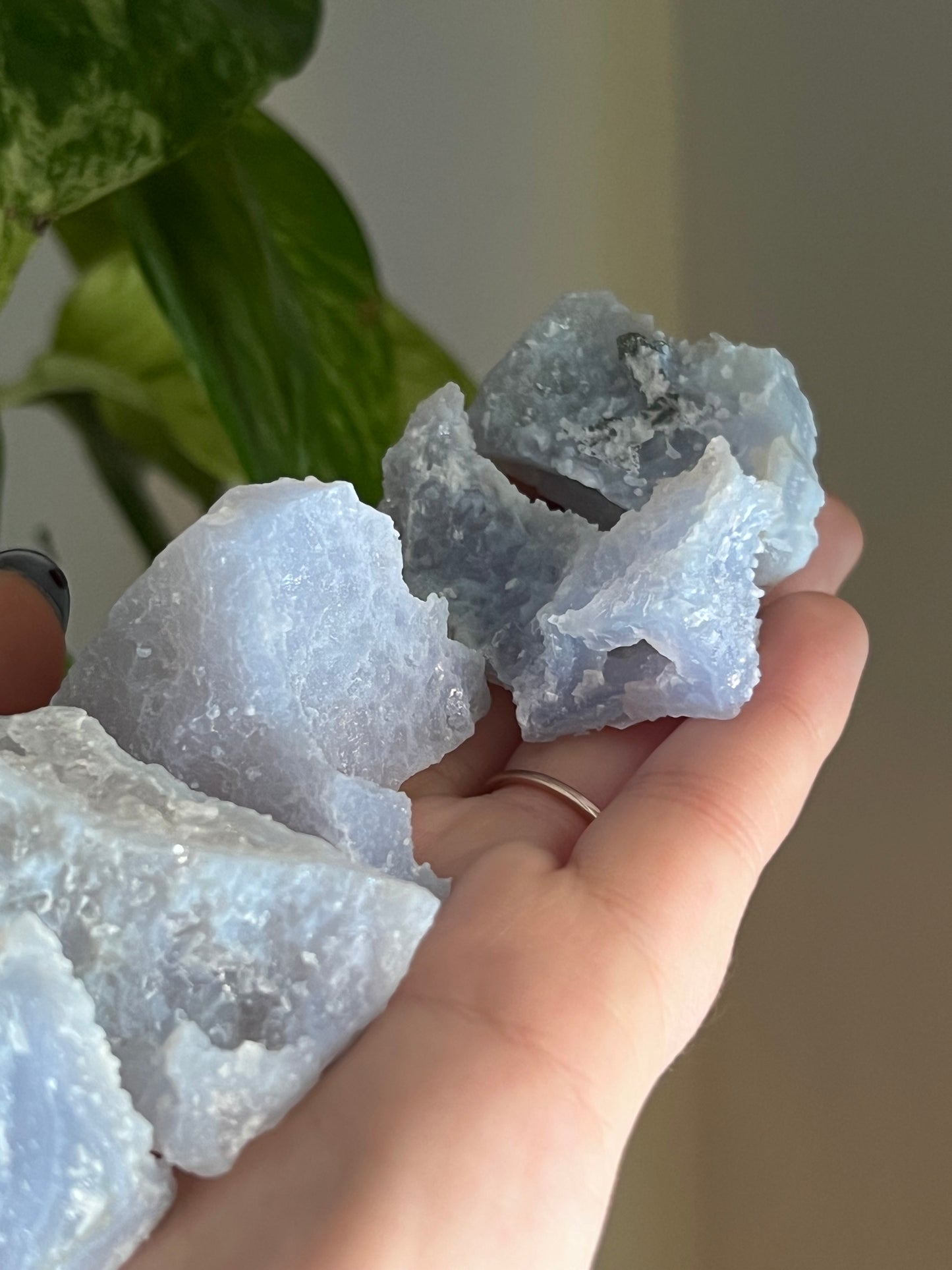 Druzy Etched Blue Chalcedony