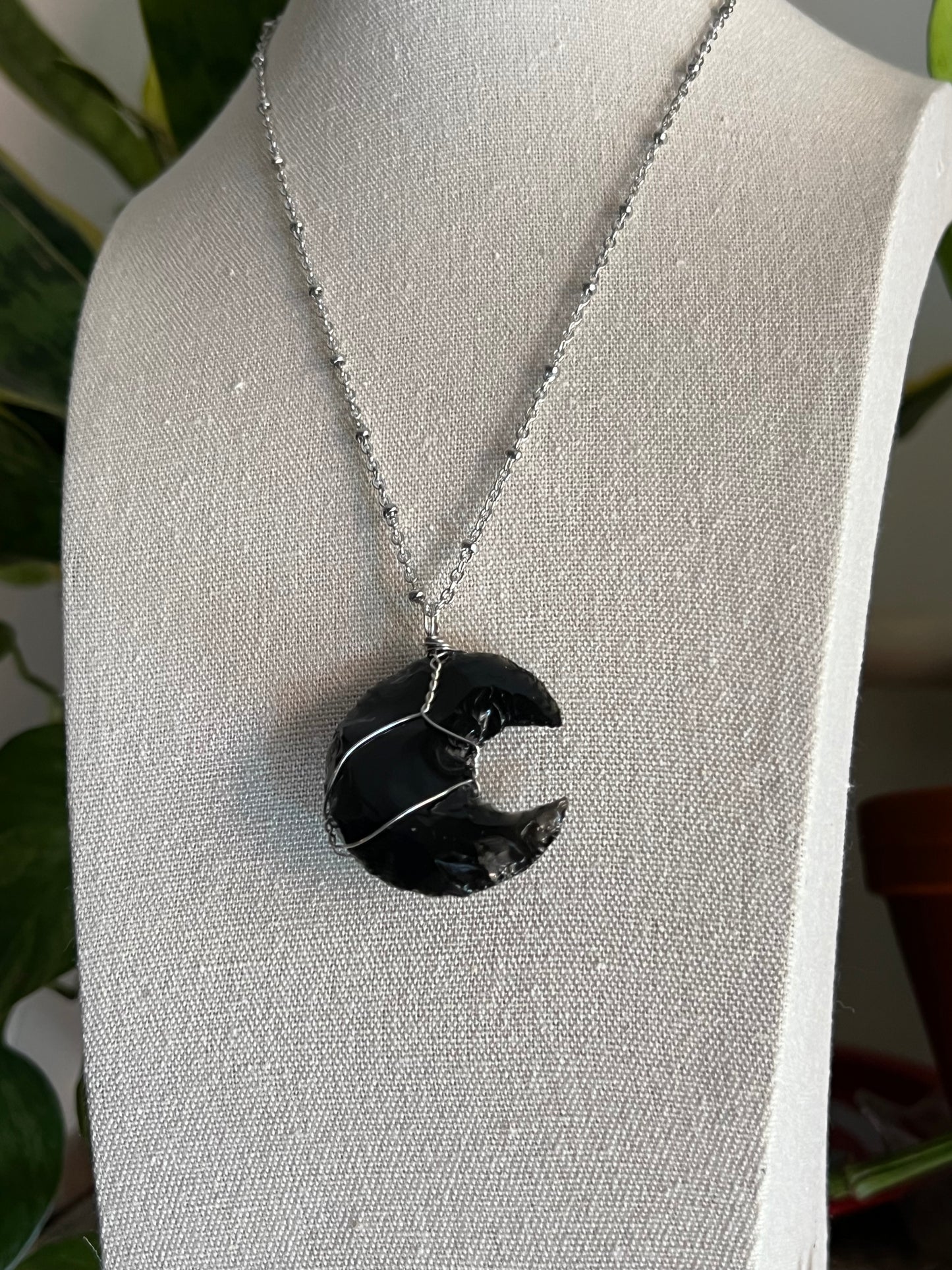 Black Obsidian Moon Necklace