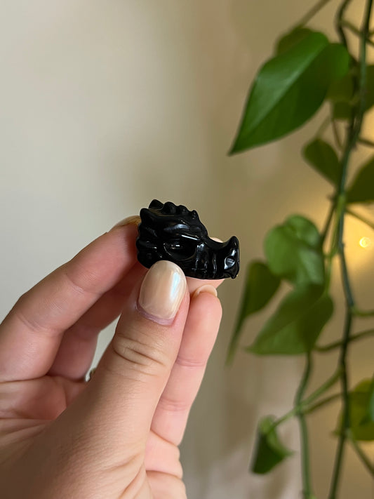 Black Obsidian Small Dragon Head