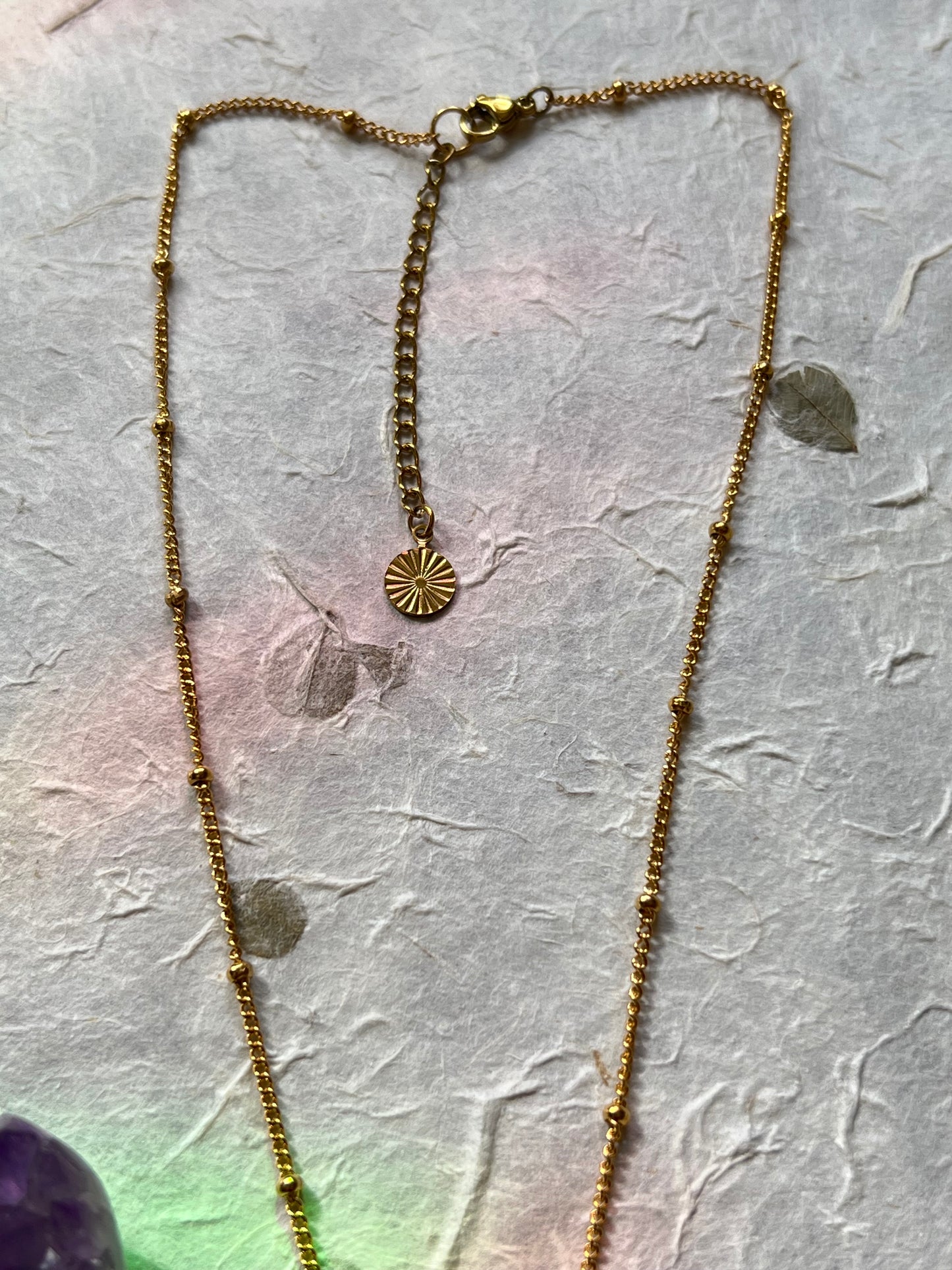 Aquarius Zodiac Sign Gemstone Gold Necklace