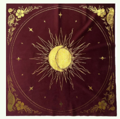 Celestial Ruby Red Soft Velvet Tarot Altar Cloth