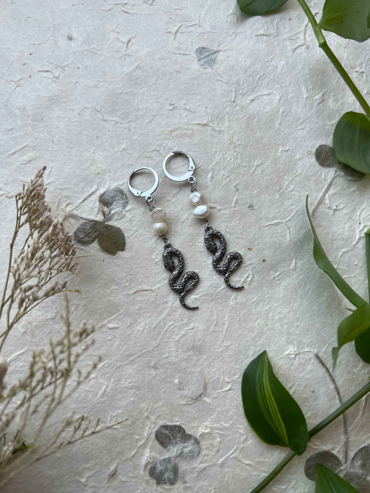 Snake Pearl Earrings