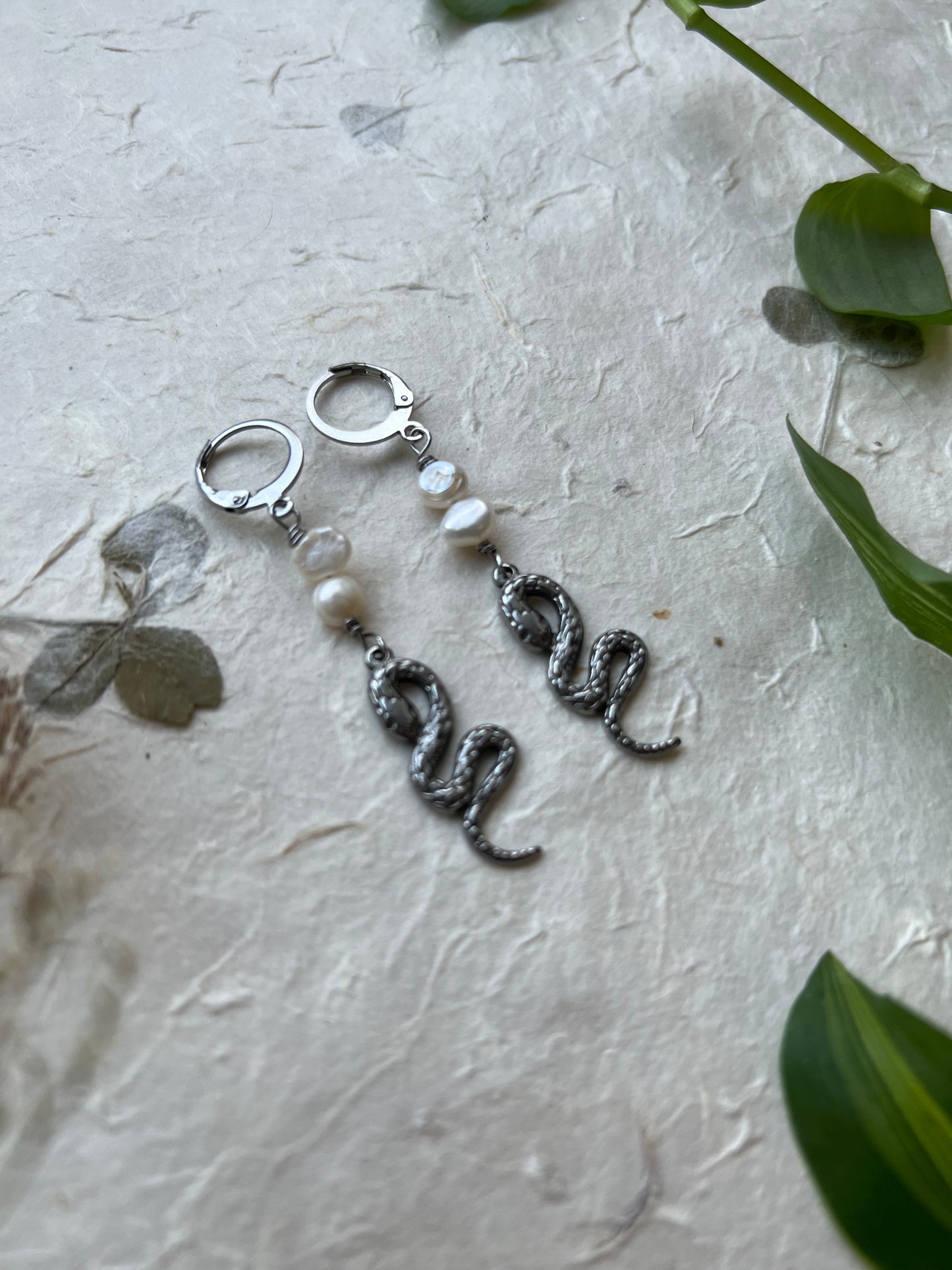 Snake Pearl Earrings
